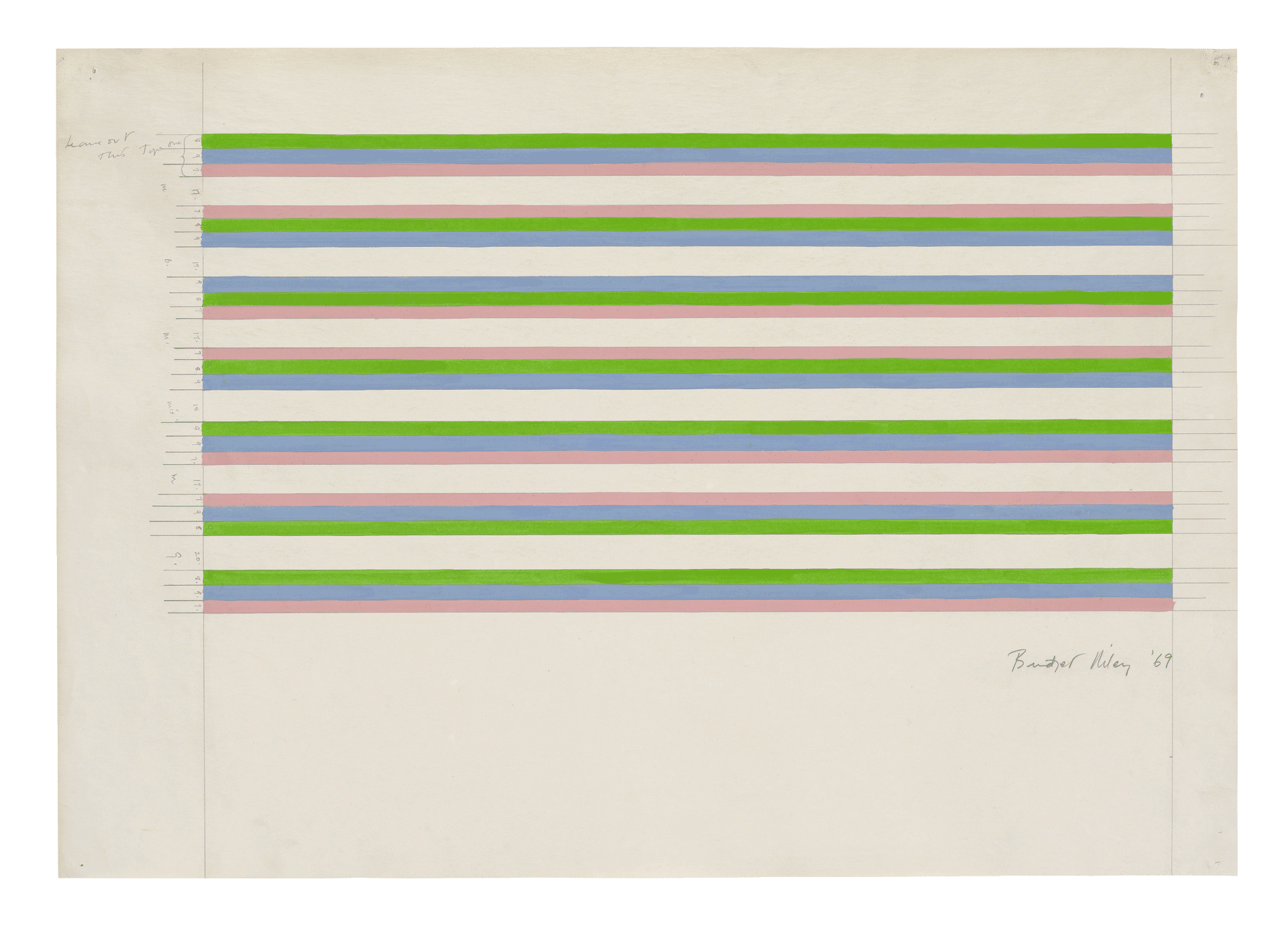 A painting by Bridget Riley, titled Untitled [Related to 'Persephone'], dated 1969.
