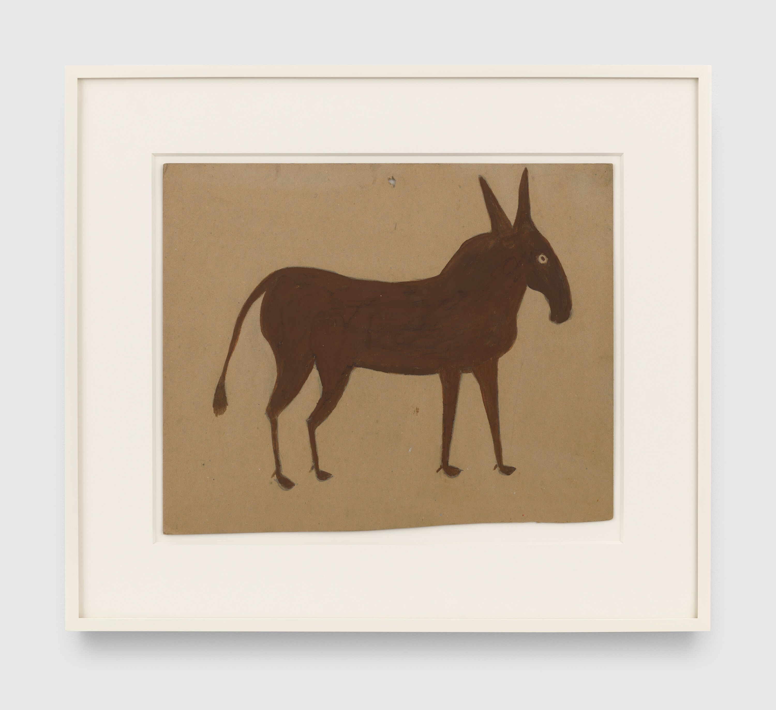 A drawing by Bill Traylor, titled Brown Mule, 1939 to 1942.