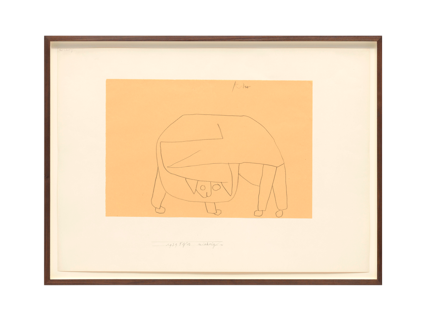 A drawing by Paul Klee, titled Niedrig (Lowly), dated 1939.