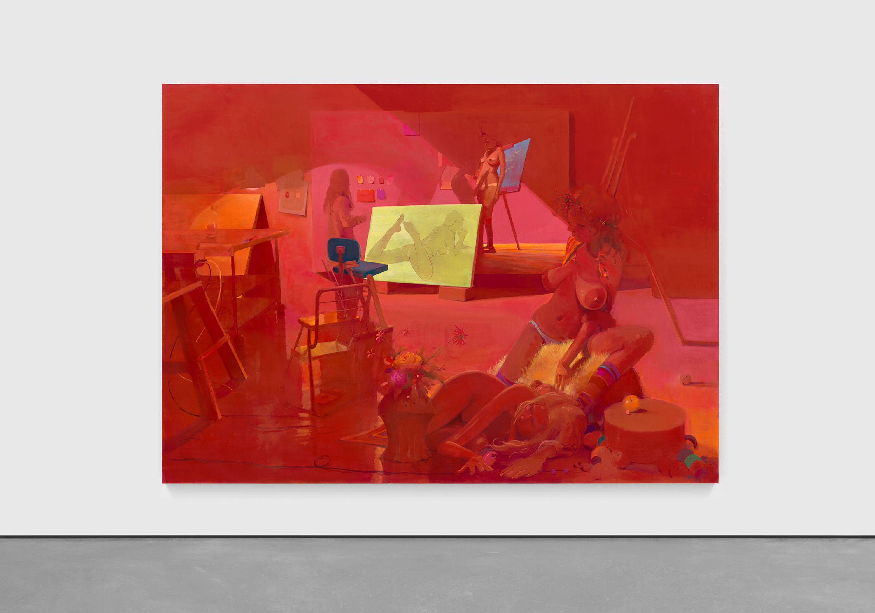 A painting by Lisa Yuskavage, titled Big Flesh Studio, dated 2022.