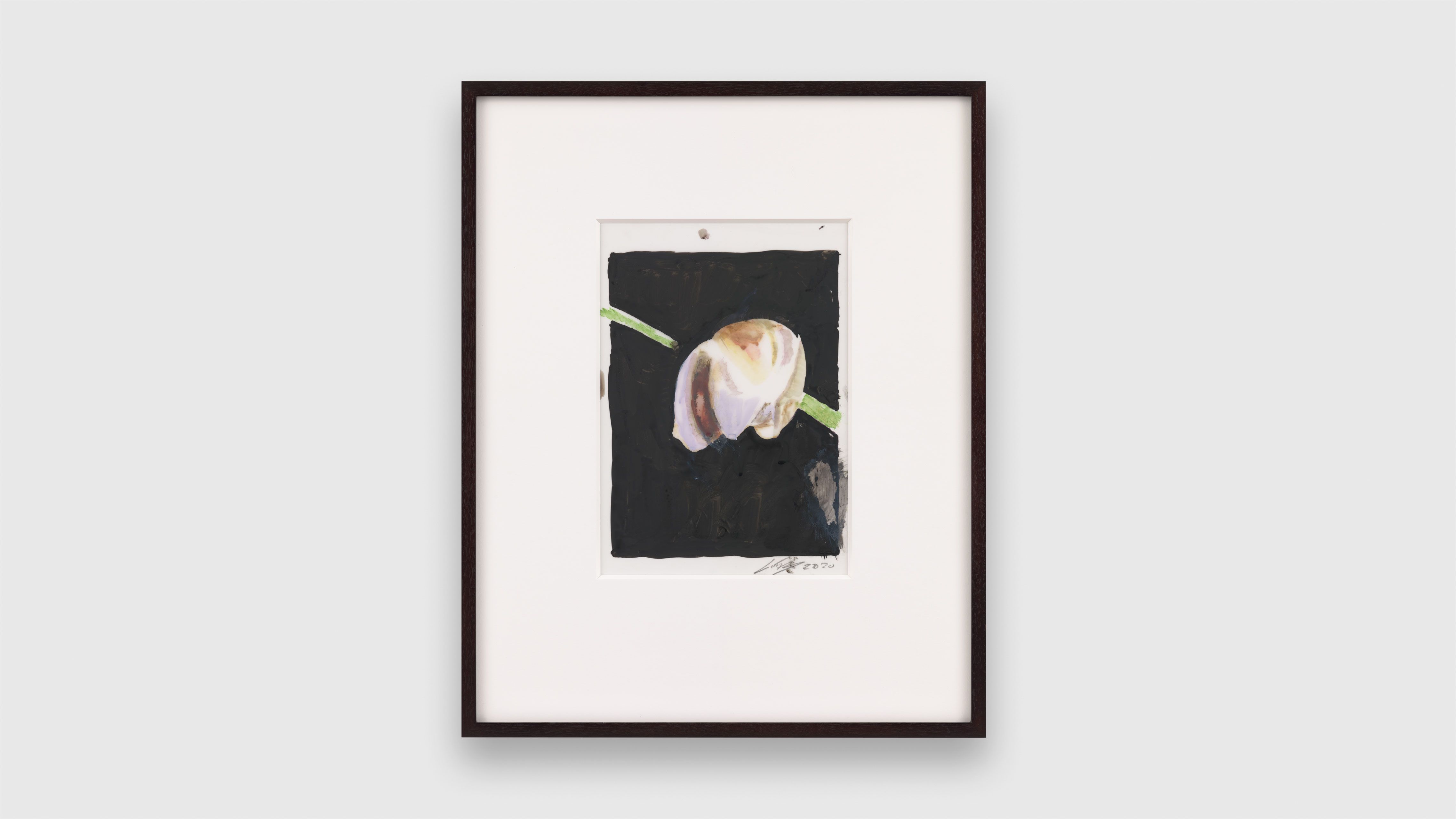 An acrylic ink drawing on polyester tracing paper, titled Orchid, dated 2020.