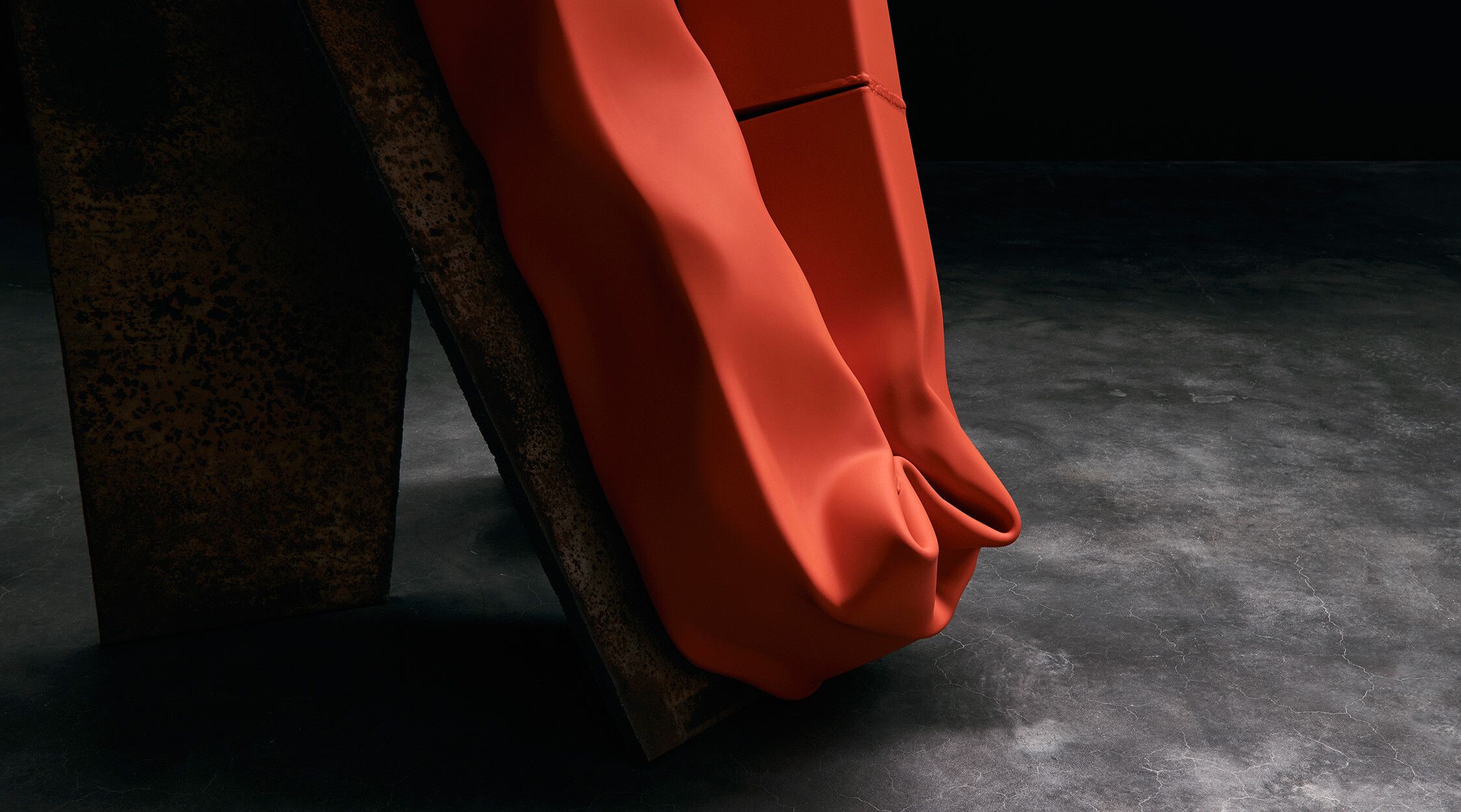 A detail from a sculpture by Carol Bove, from the artist's Chimes at Midnight series, dated 2021.