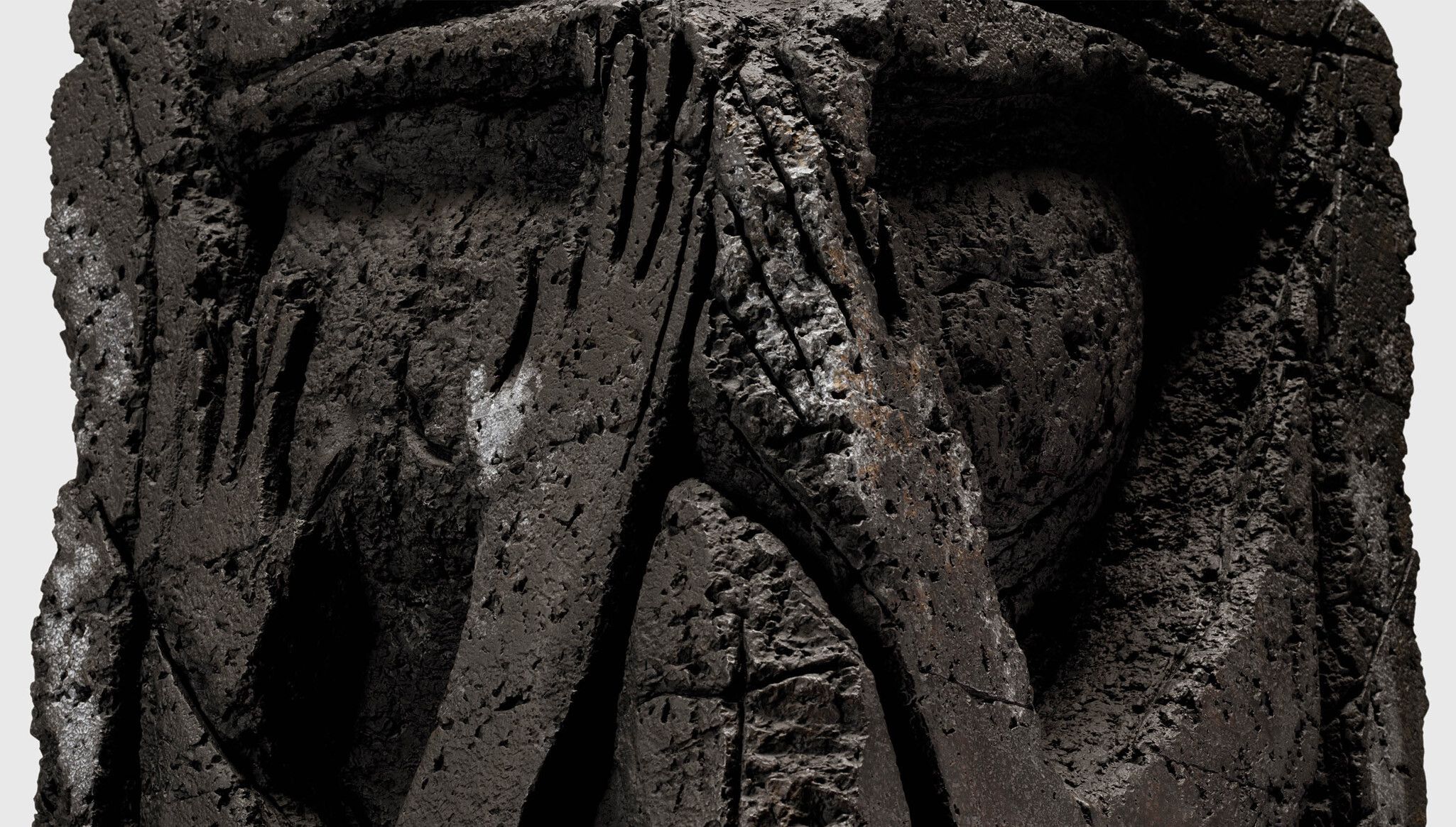 A detail of a sculpture by Huma Bhabha, titled Maybe Nothing Maybe Everything, dated 2024