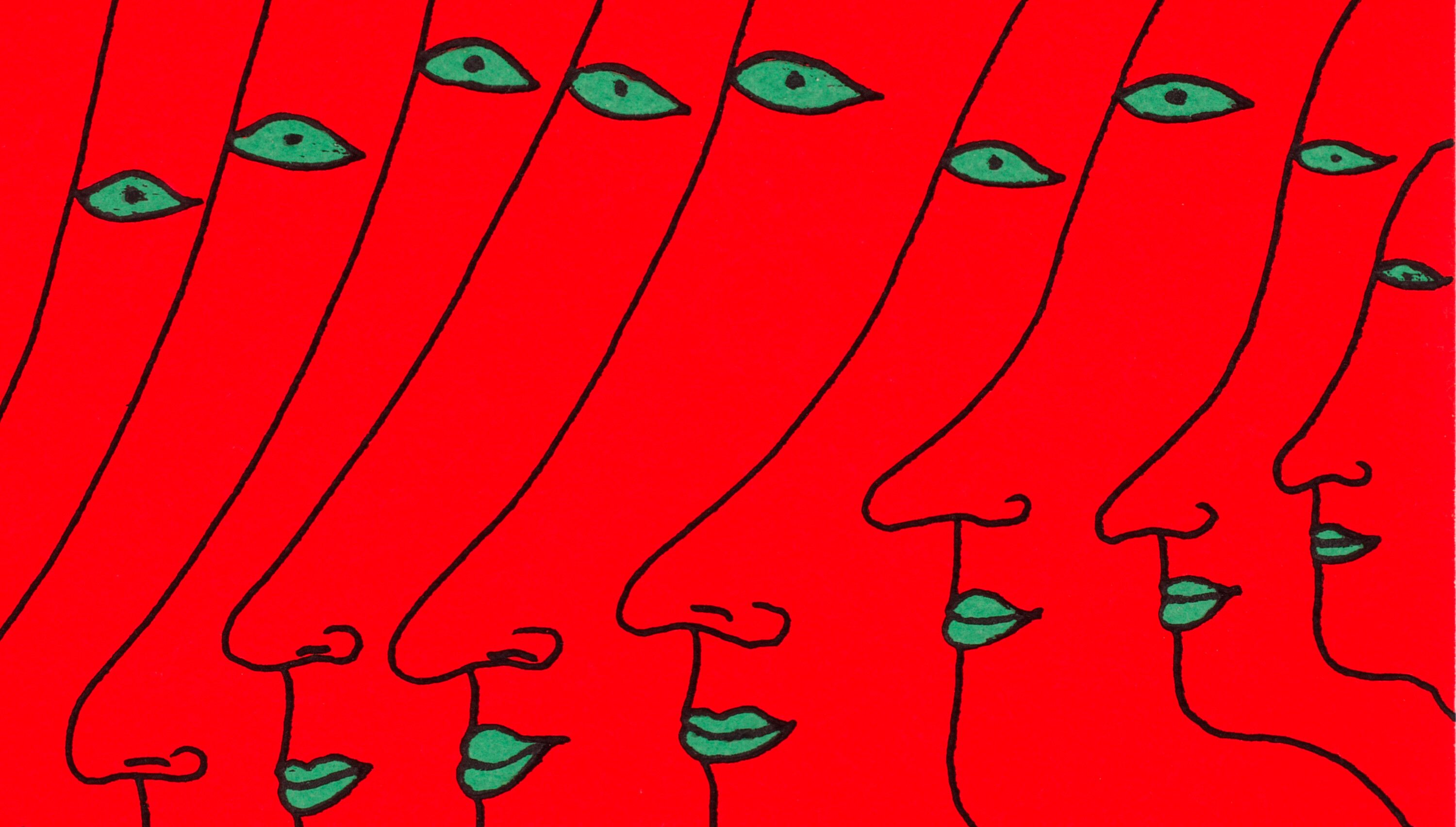 Detail of a work by Yayoi Kusama, titled "Seeking Happiness," dated 2011