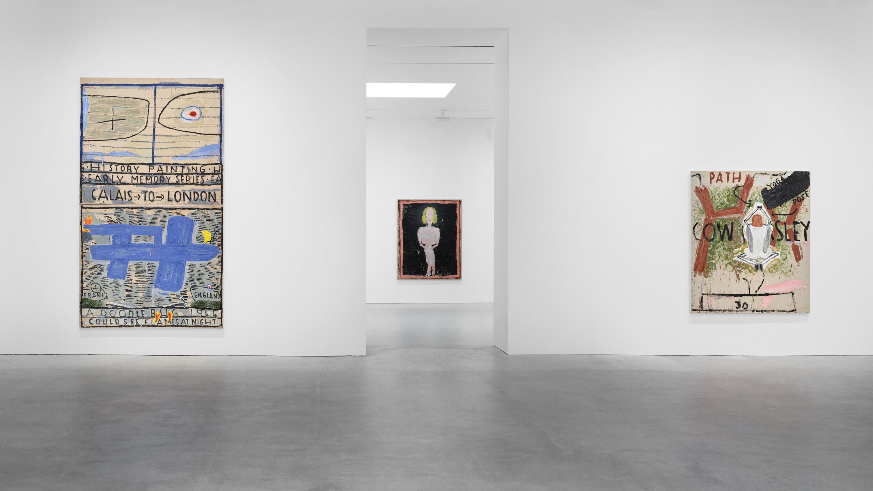 Installation view, Rose Wylie: CLOSE, not too close, David Zwirner, Los Angeles, 2023