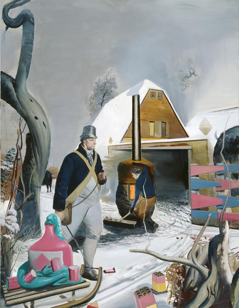 A painting by Neo Rauch, titled Neujahr, dated 2005.
