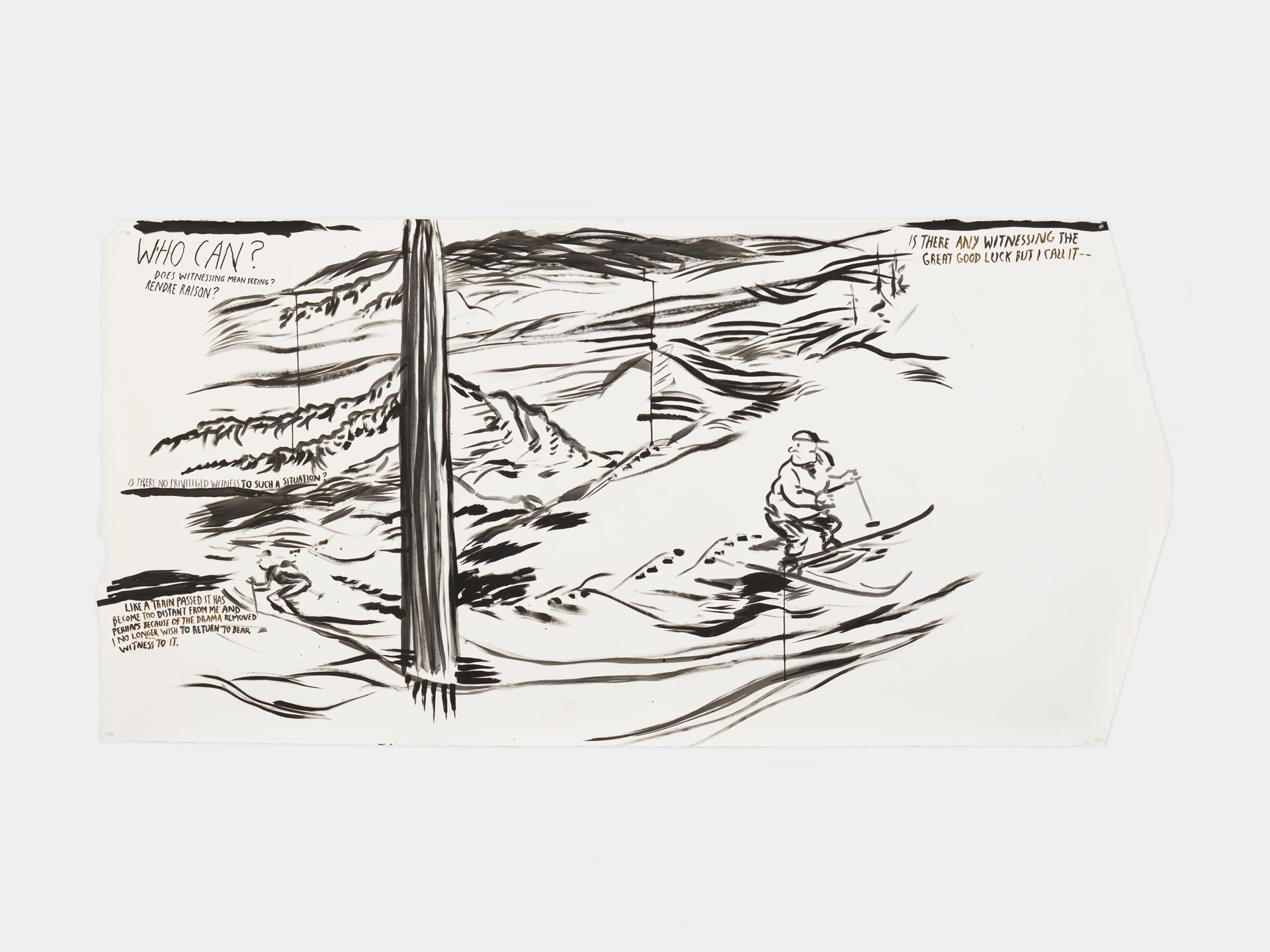 A drawing by Raymond Pettibon, titled No Title (Who Can? Does...), dated 2017.
