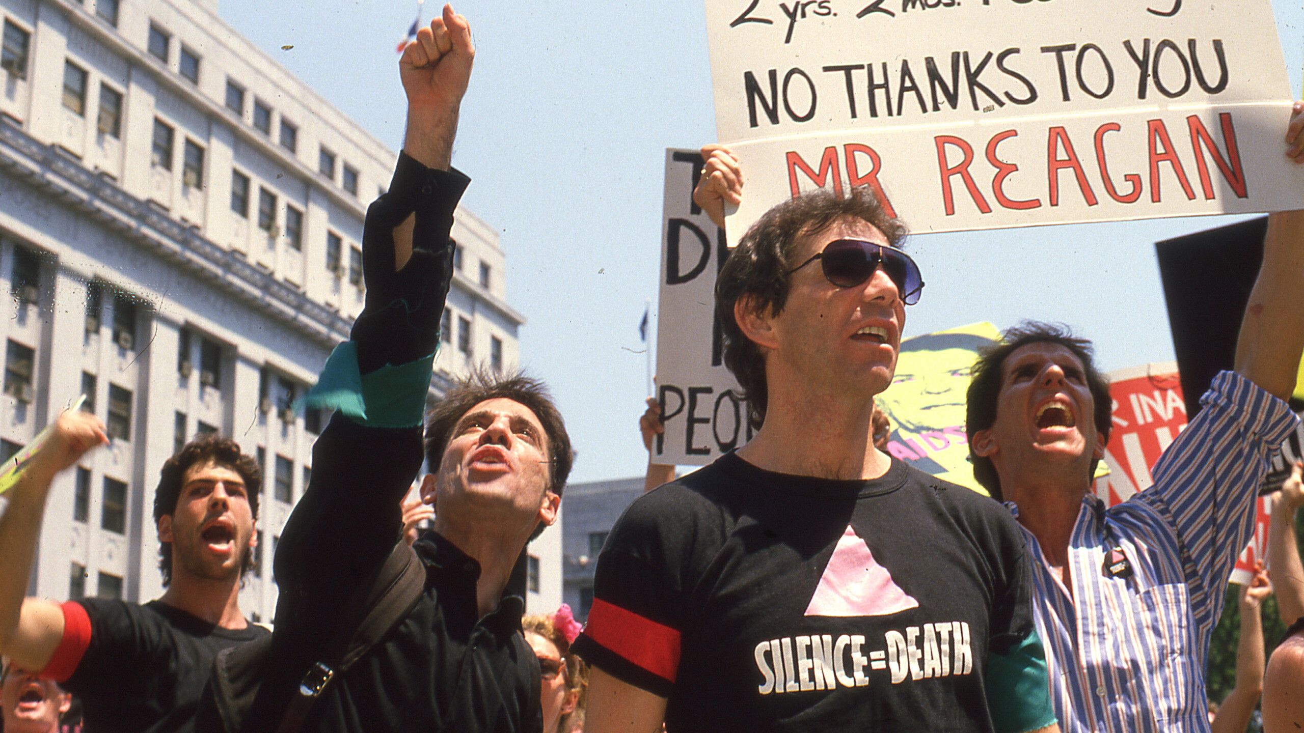A photo by Donna Binder of the 1987 ACT UP demonstration in New York City.