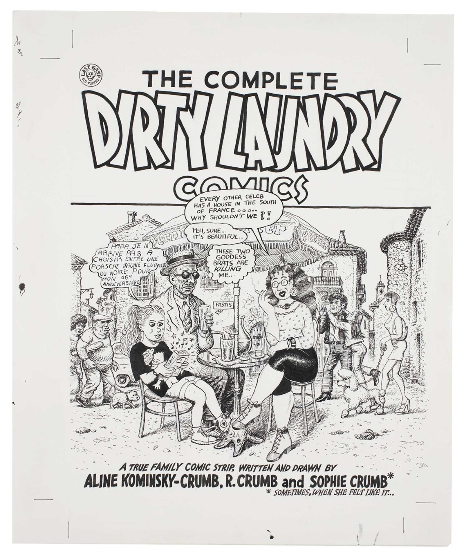 A drawing by R. Crumb titled, The Complete Dirty Laundry Comics, dated 1992.