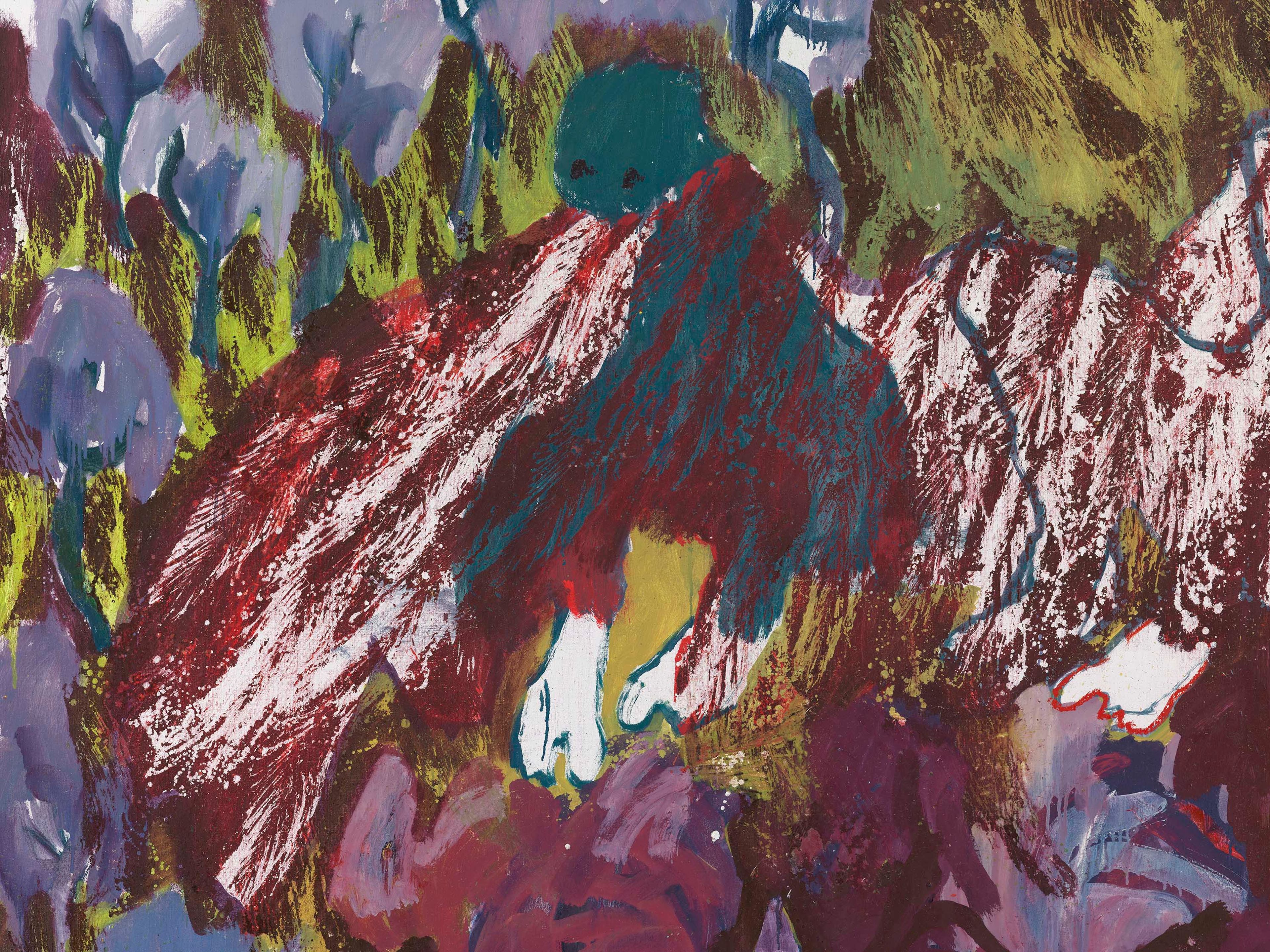 A detail from a painting by Portia Zvavahera, titled Zvemumweya, dated 2025.