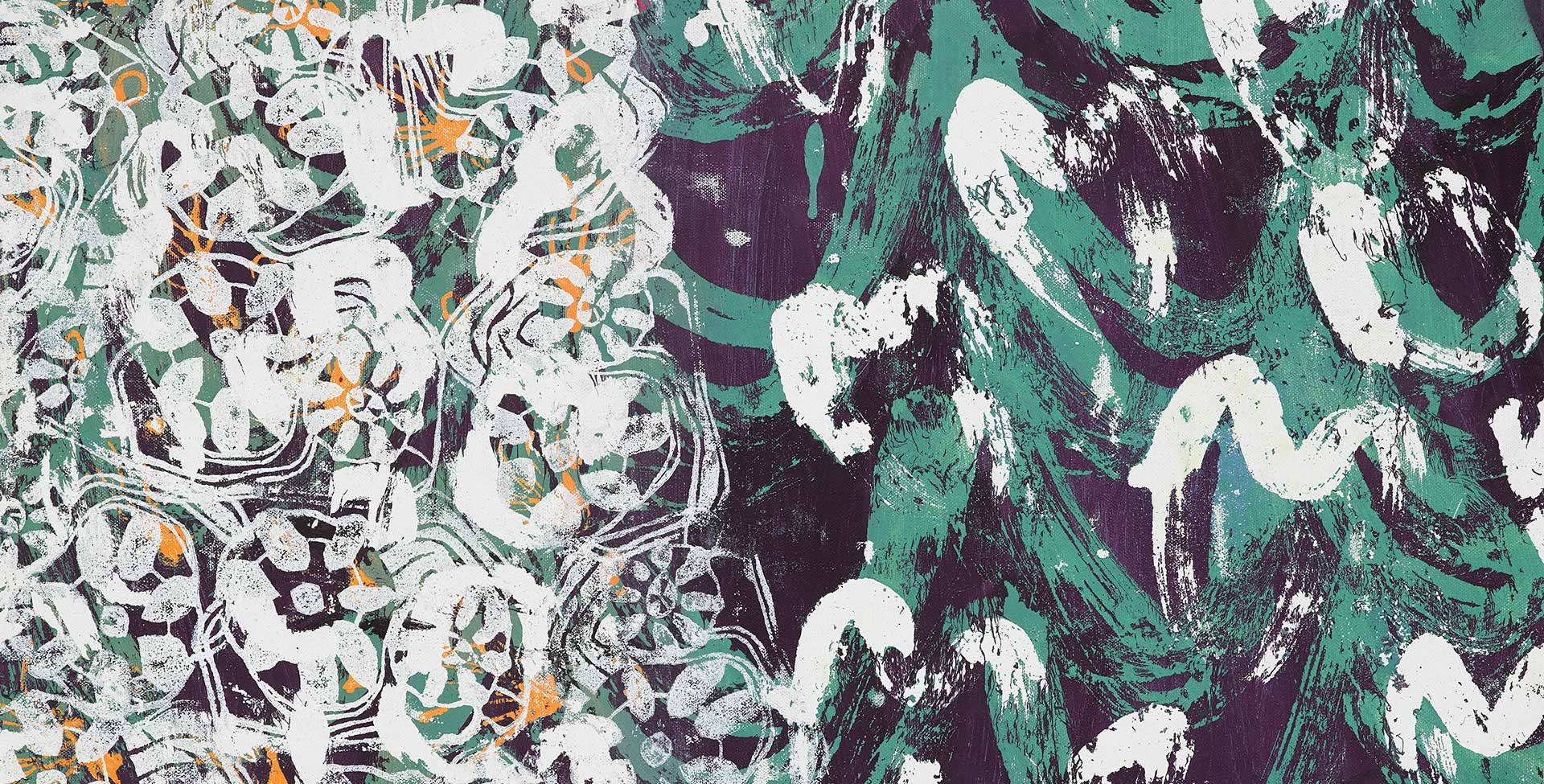 A detail from a painting by Portia Zvavahera, titled This is where I travelled [2], dated 2020.