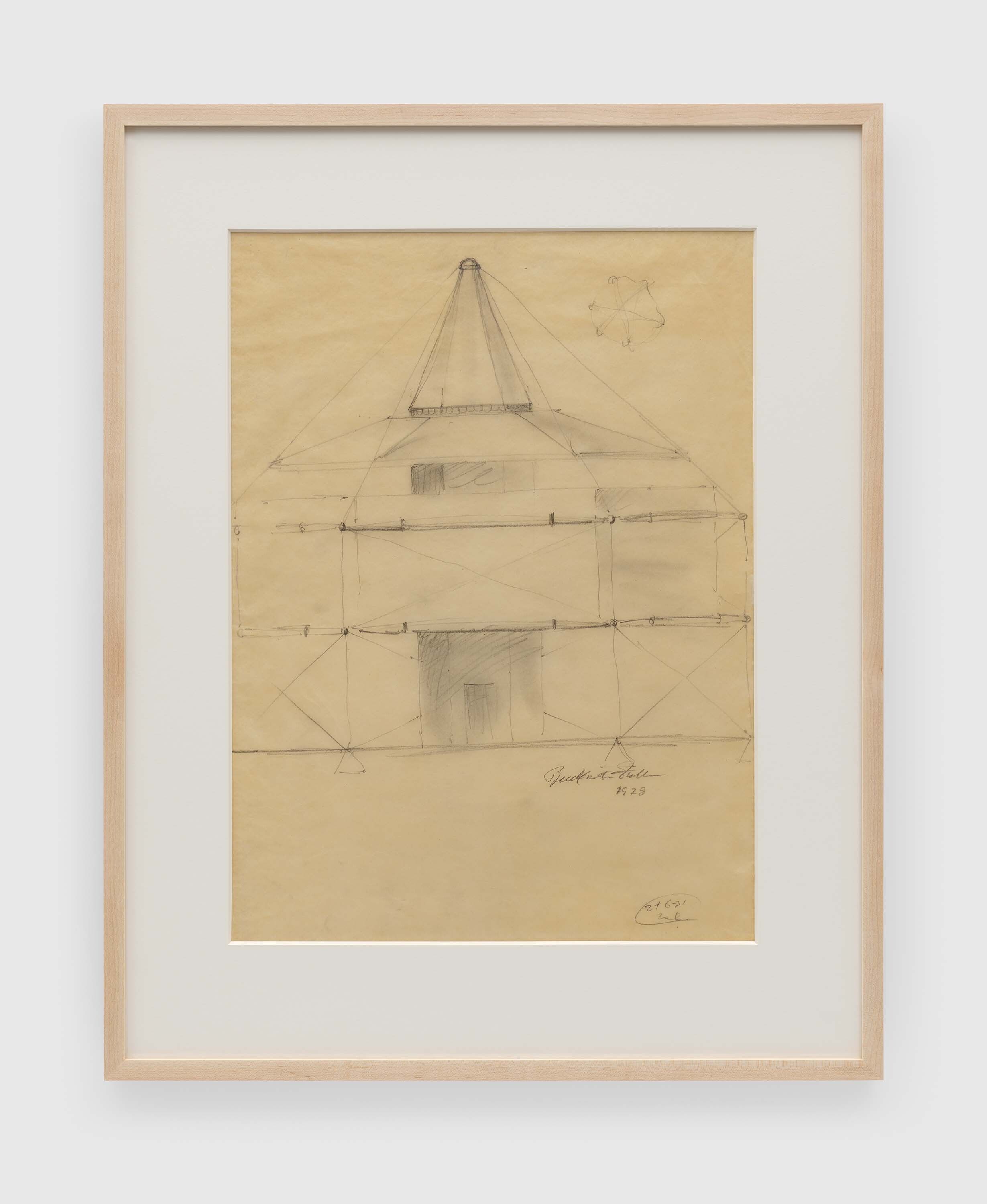 A work on paper by Buckminster Fuller, titled Dymaxion House, dated 1928.