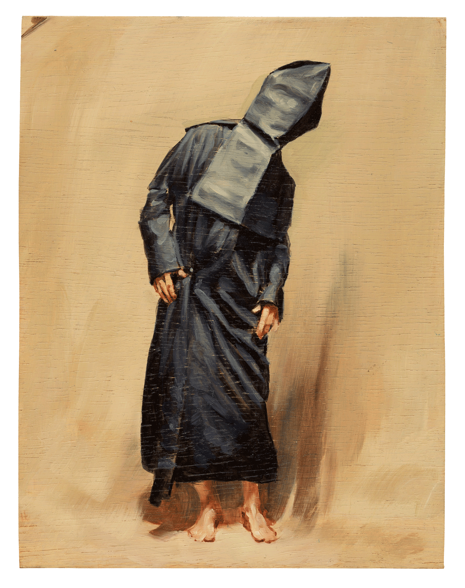 A painting by Michaël Borremans, titled Black Mould / Pogo, dated 2015.