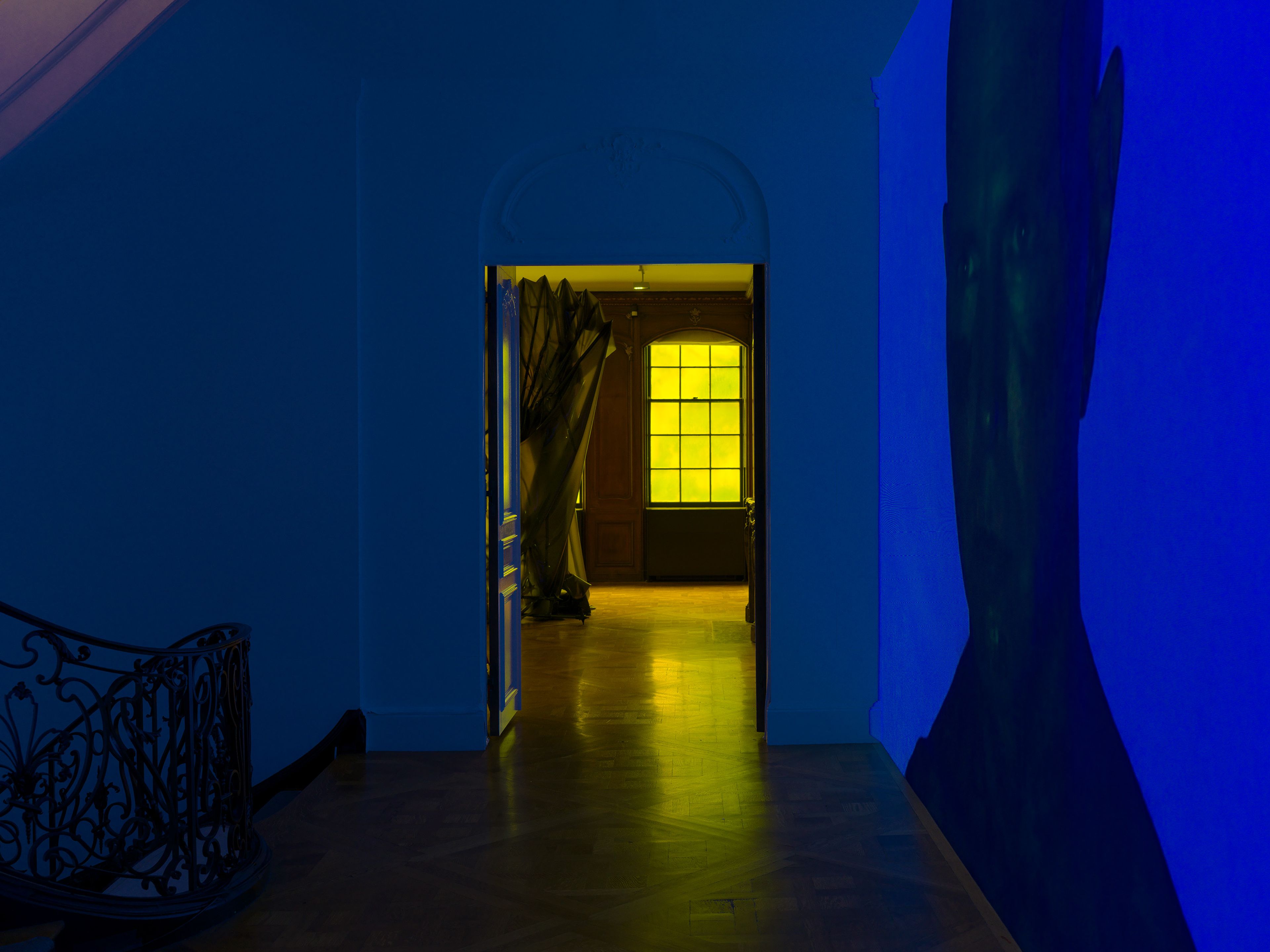 An installation view of the exhibition, P. Staff: Possessive, at David Zwirner in New York, dated 2025.
