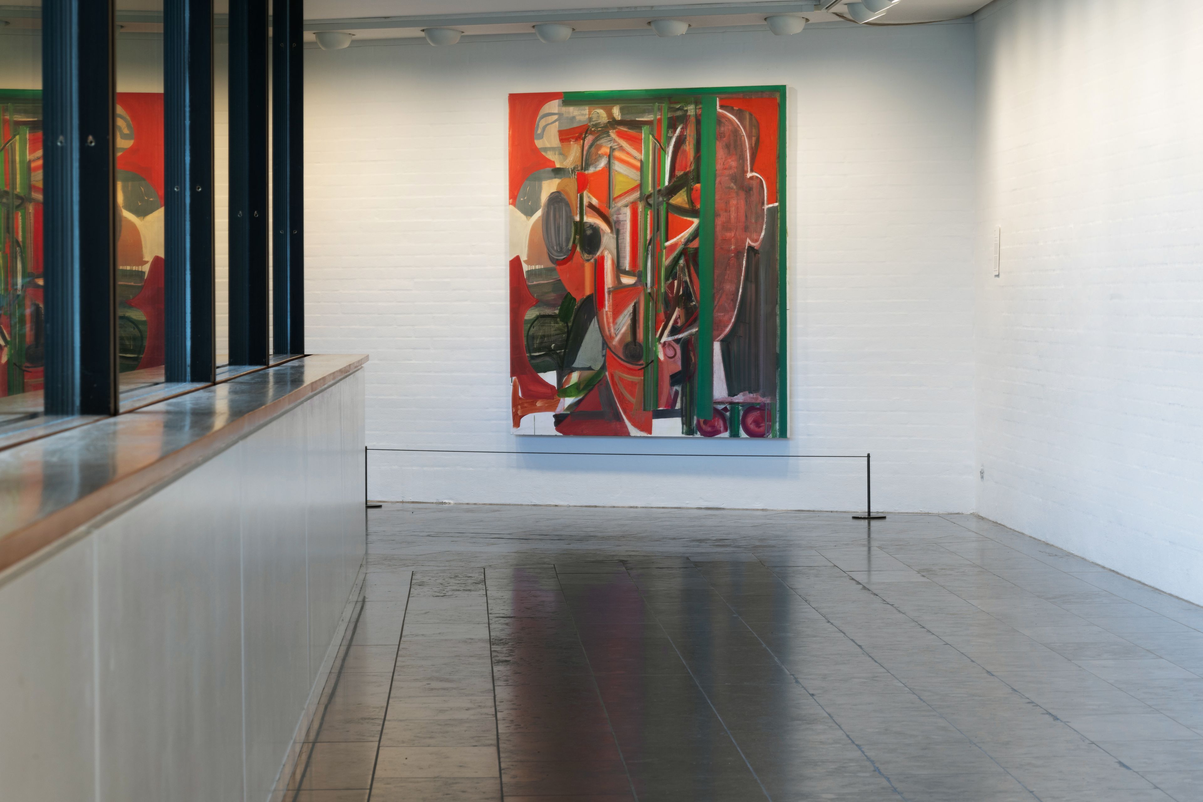 Installation view of work by Amy Sillman in Louisiana’s New Works at the Louisiana Museum of Modern Art, located in Humlebæk, Denmark, dated 2025-2026.