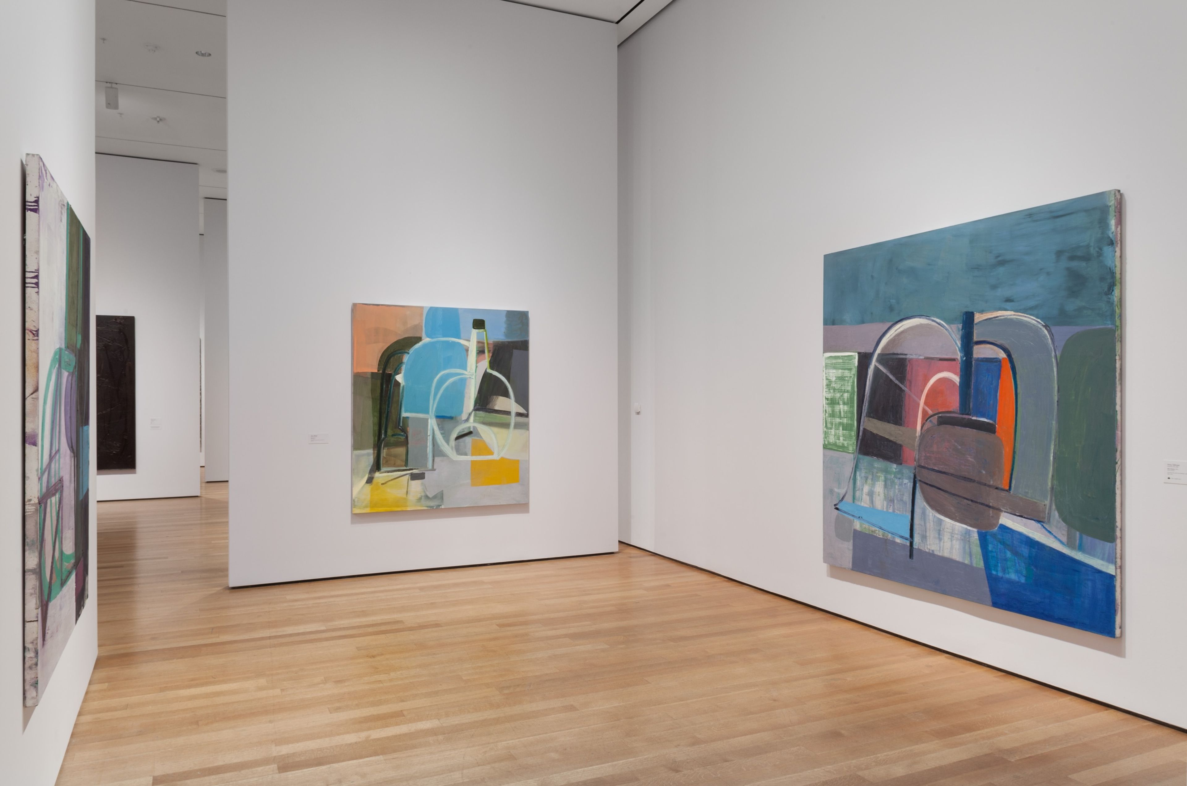 Installation view of work by Amy Sillman in the exhibition The Forever Now: Contemporary Painting in an Atemporal World at the Museum of Modern Art, located in New York, United States, dated 2014-2015.