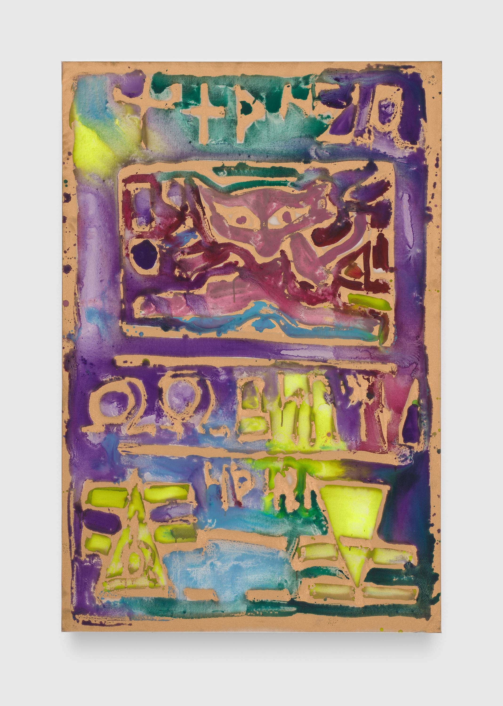 A painting by Katherine Bernhardt, Ancient Mew, dated 2021.