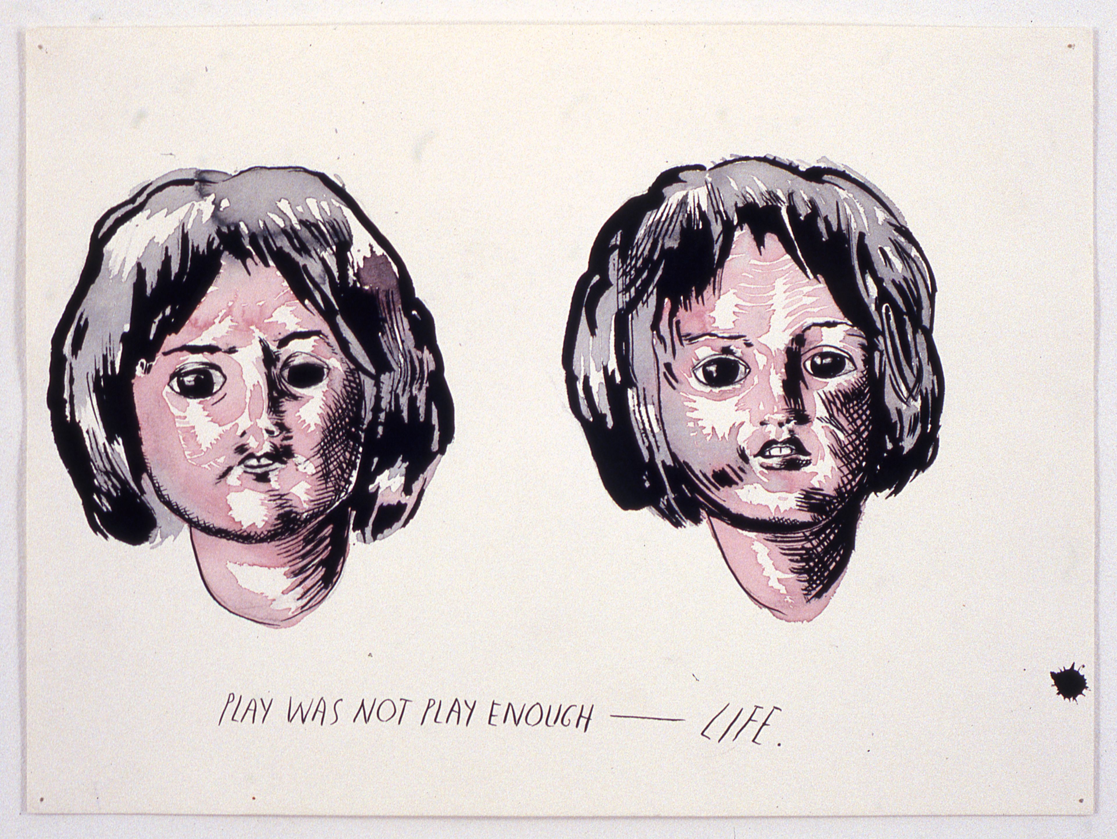 A drawing by Raymond Pettibon, titled No Title (Play was not...), dated 1997.