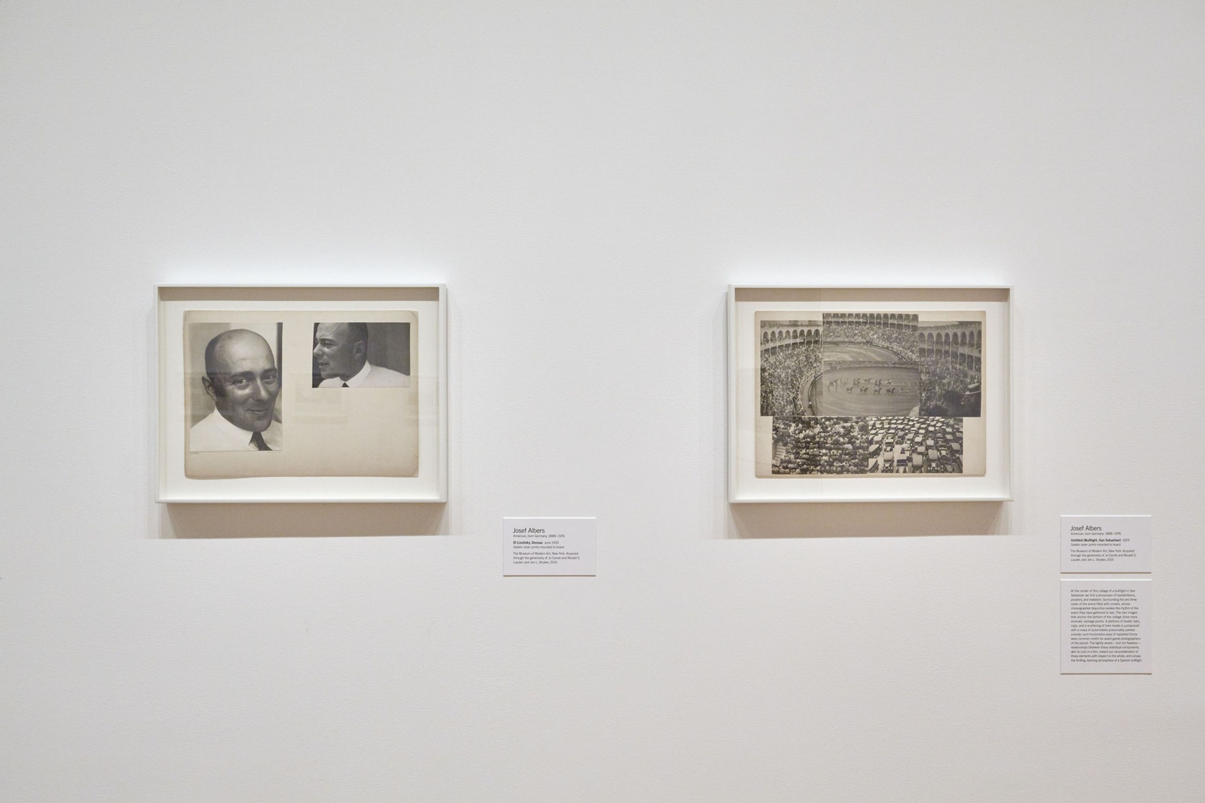 Installation view of the exhibition One and One Is Four: The Bauhaus Photocollages of Josef Albers¬†at The Museum of Modern Art, dated 2016 to 2017.