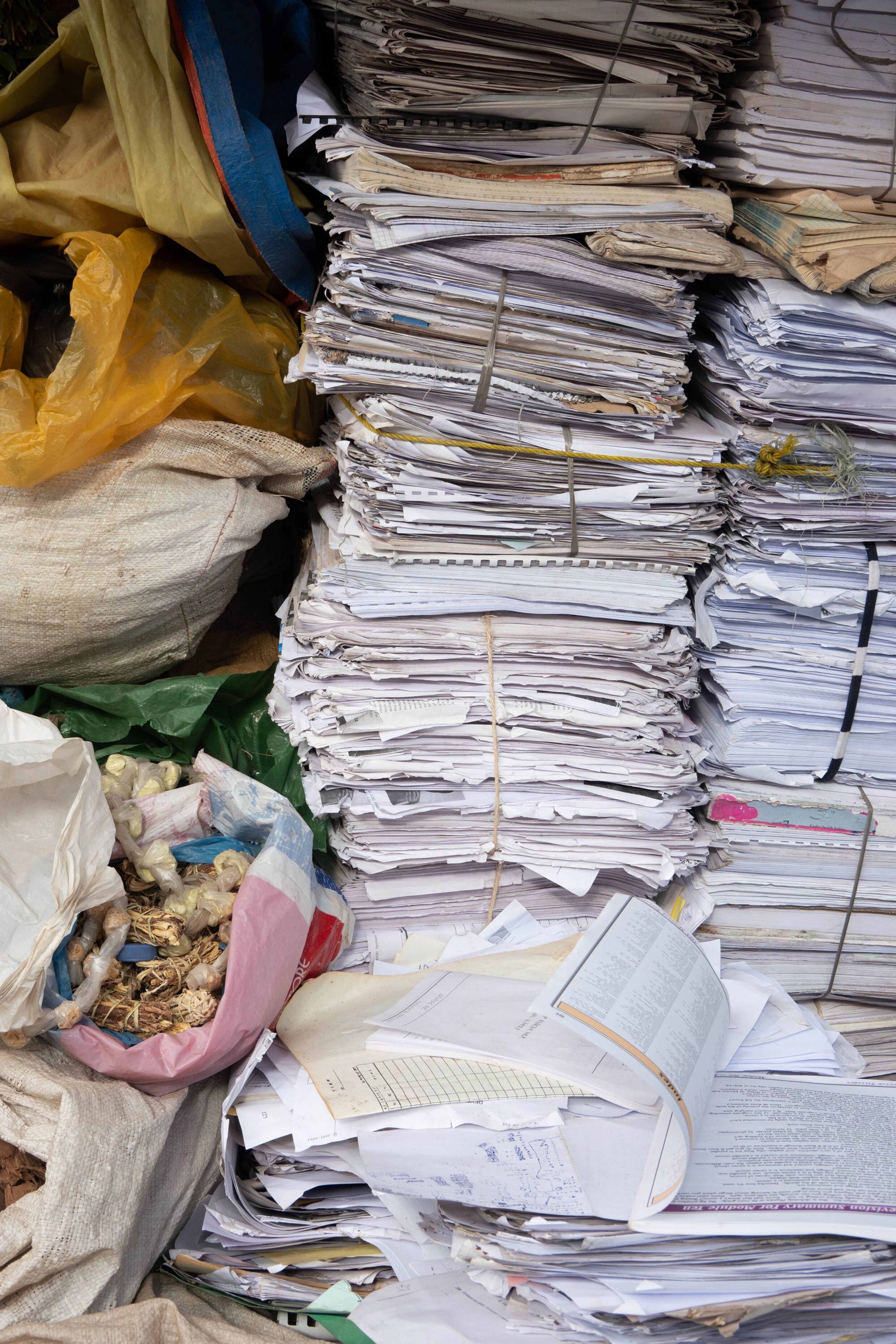 A photograph by Wolfgang Tillmans, titled ﻿Office Paper For Food Wrapping Recycling, Addis Ababa, dated 2019.