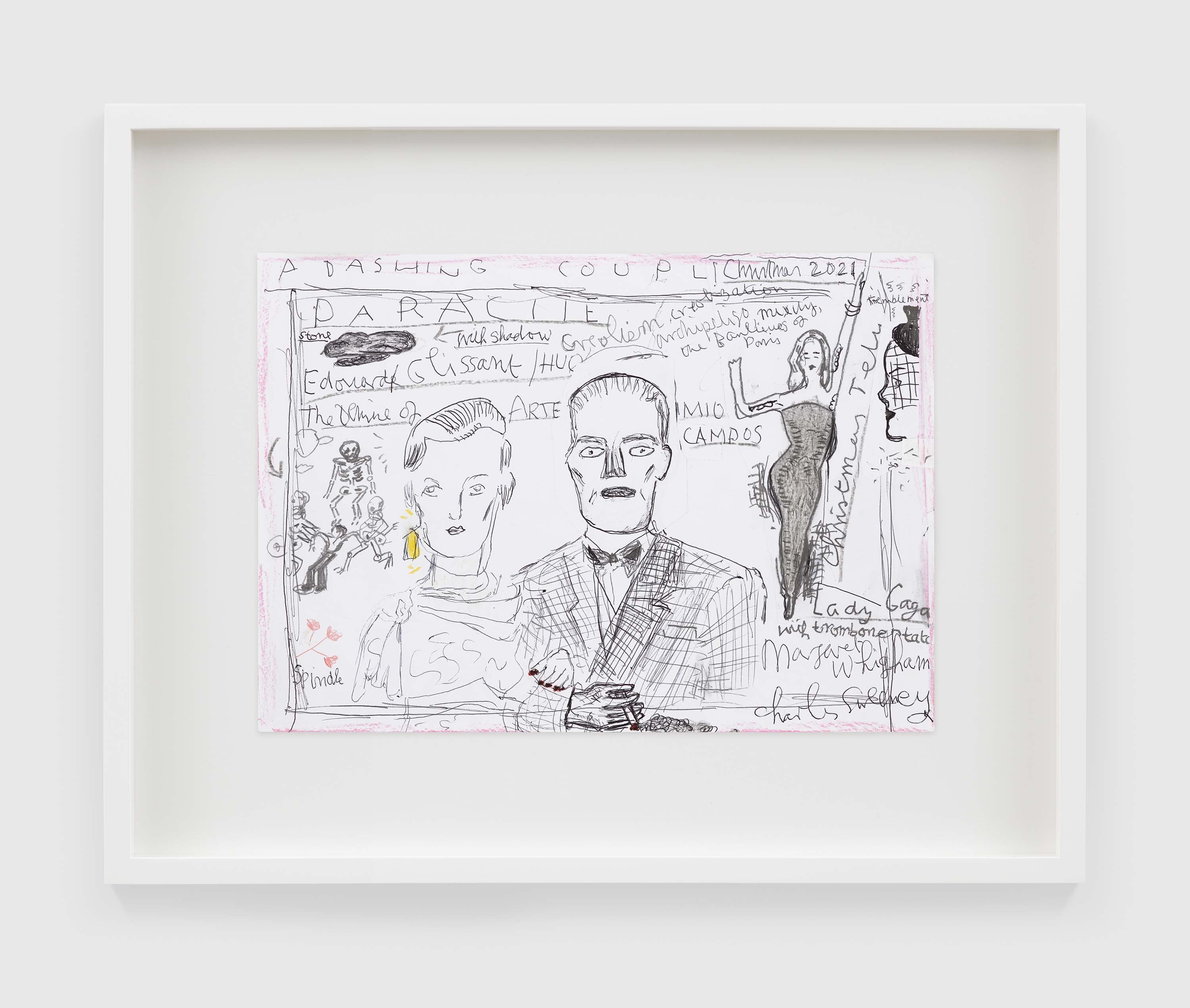 A work on paper by Rose Wylie, titled A Study for a Handsome Couple, dated 2022.