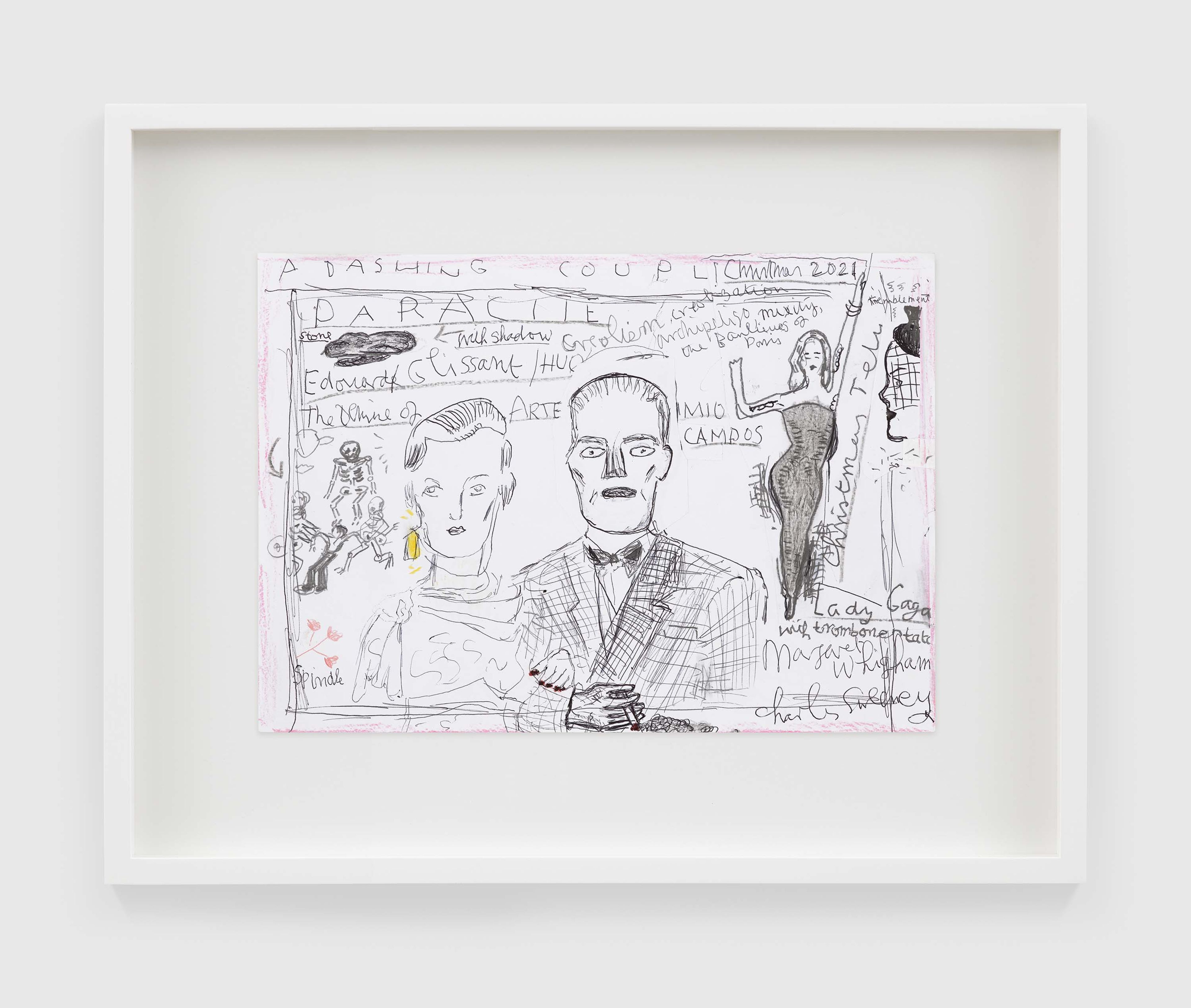 A work on paper by Rose Wylie, titled A Study for a Handsome Couple, dated 2022.