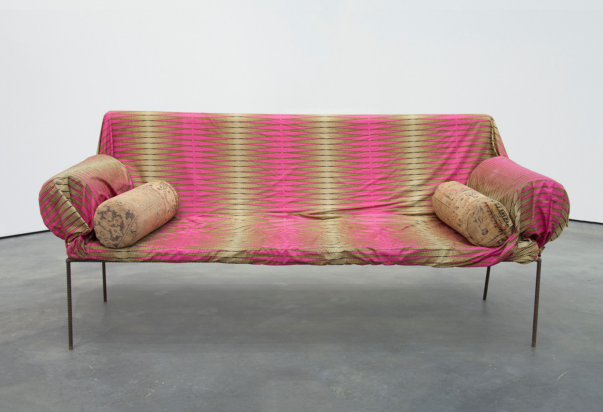 A piece of furniture by Franz West, titled Divan, dated 2003.