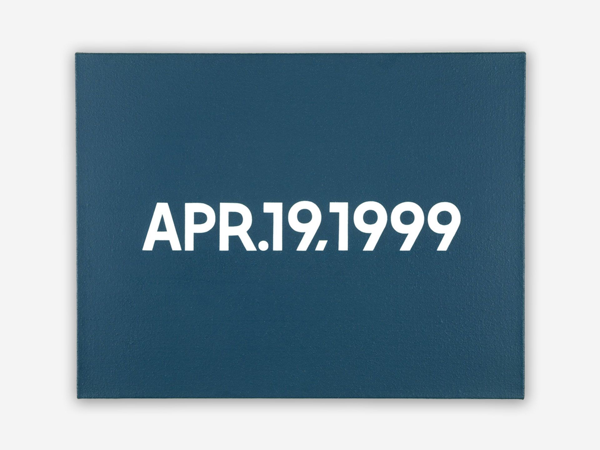 A painting by On Kawara, titled APR. 19, 1999 New York, dated 1999.