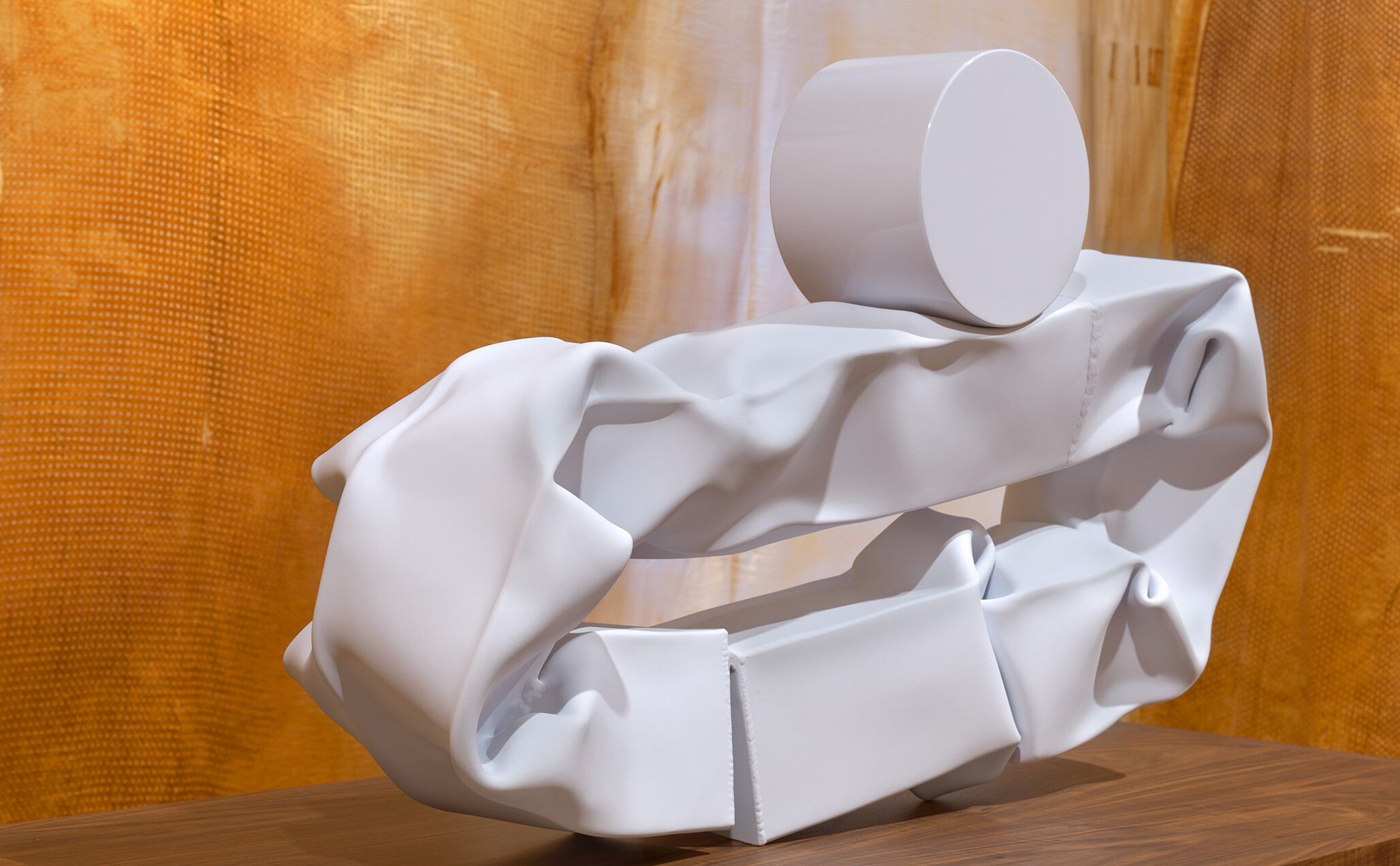 A sculpture by Carol Bove, titled Tin Sunset, dated 2020.