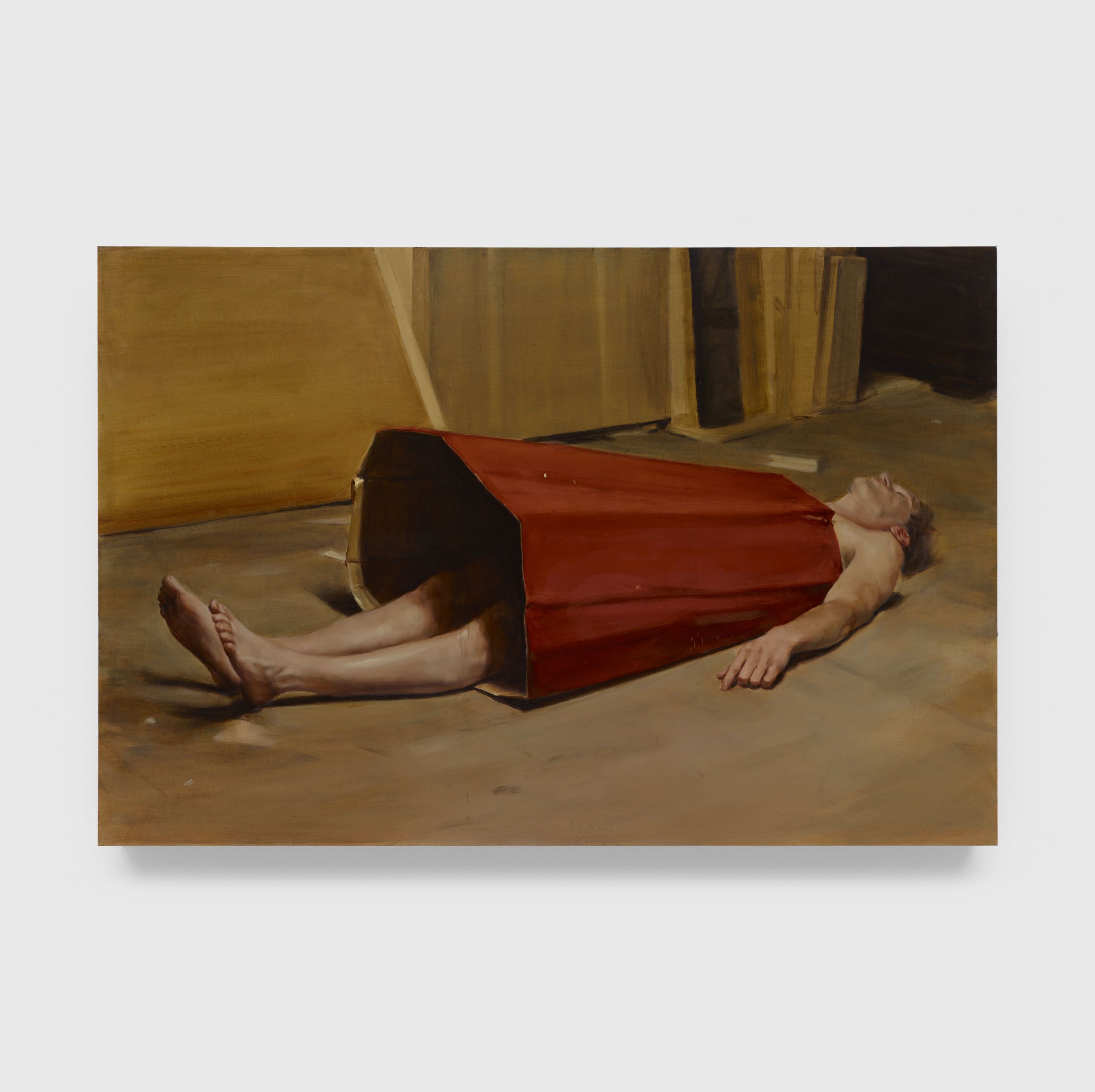 An oil on canvas painting by Michael Borremans, titled The Devil's Dress, dated 2011.