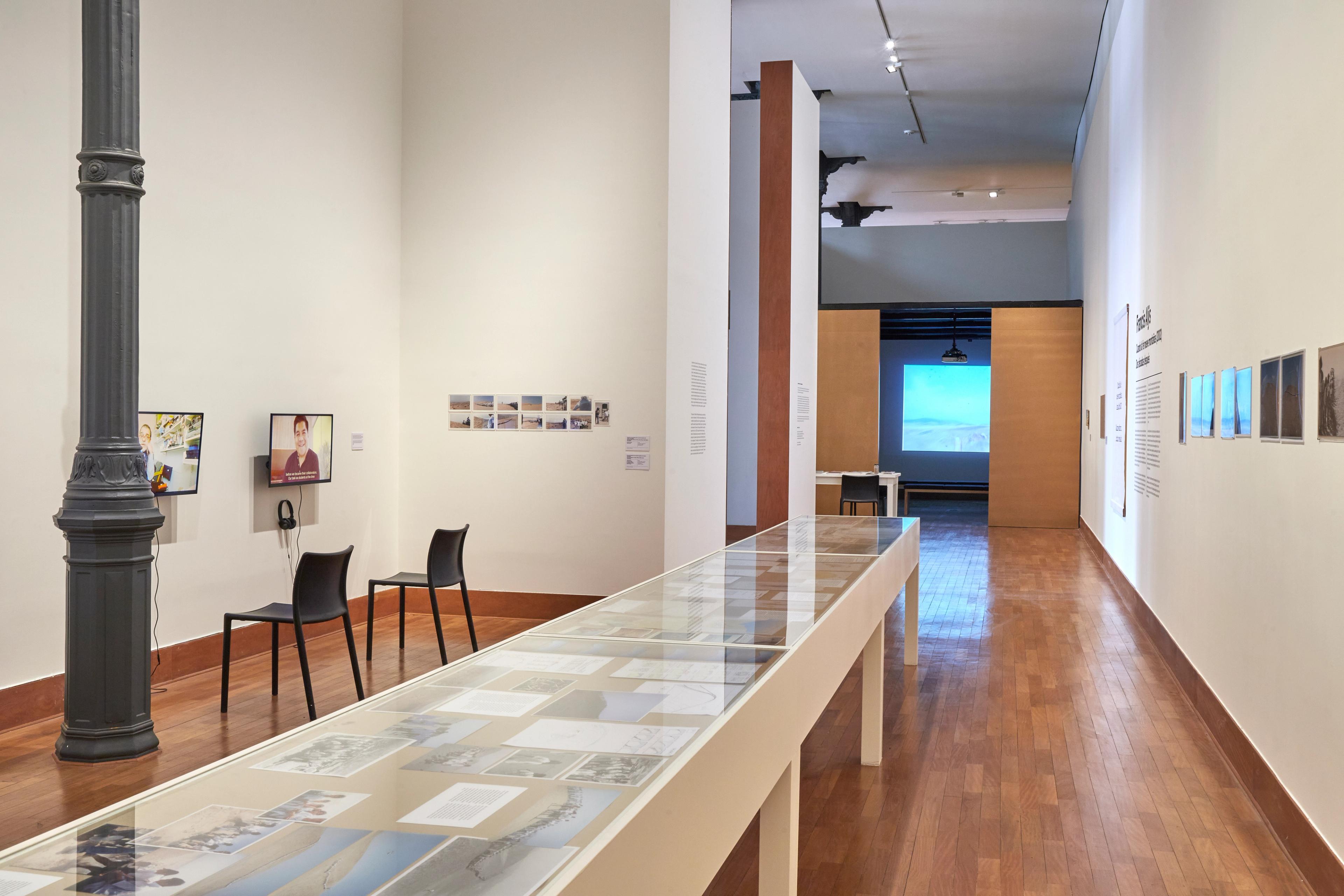 Installation view of the exhibition Francis Alÿs: When Faith Moves Mountains (2002). Two Decades Later at the Museo de Arte de Lima (MALI), located in Lima, Peru, dated 2022.