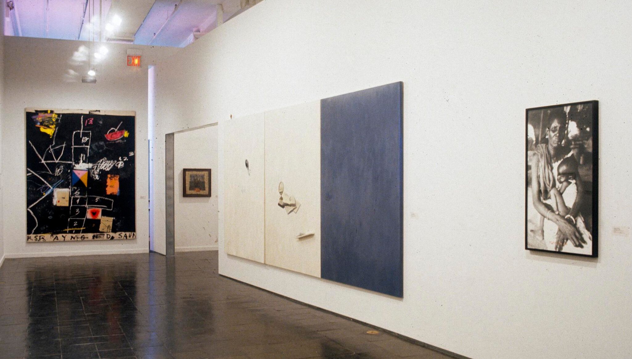 An Installation view, Raymond Saunders’s Celeste Aged 5 Invited Me to Tea (1986) on view in The Decade Show: Frameworks of Identity in the 1980s, New Museum of Art, New York