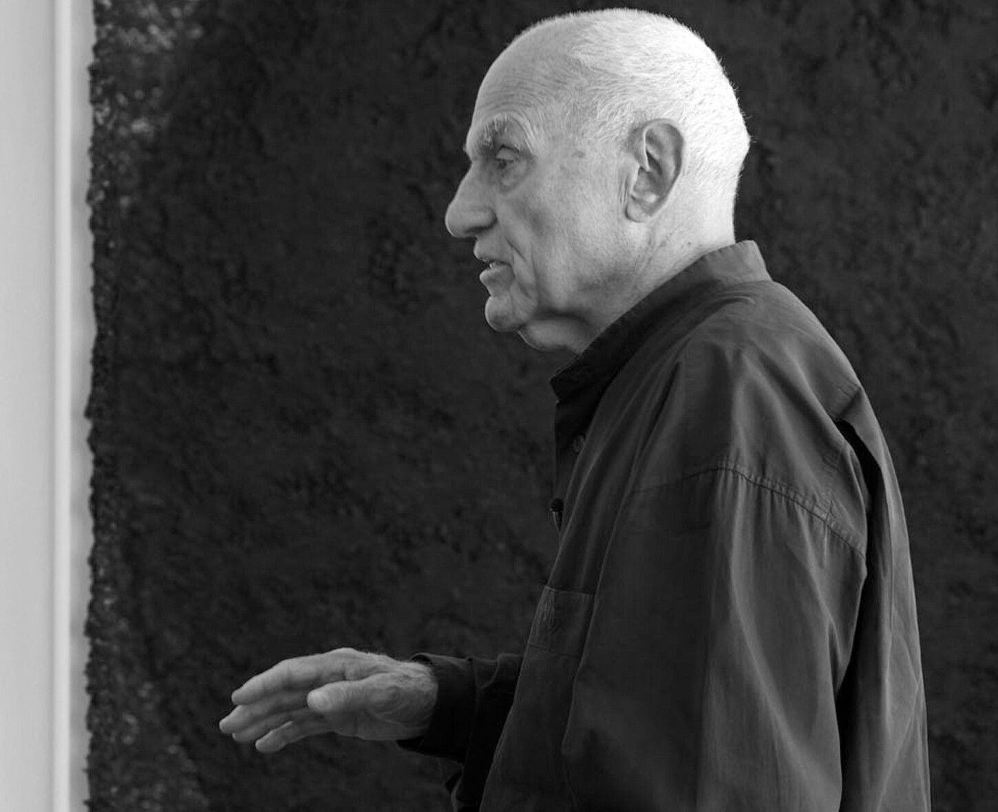a photograph of Richard Serra standing in front of Cheever in 2014. Photo by Cristiano Mascaro