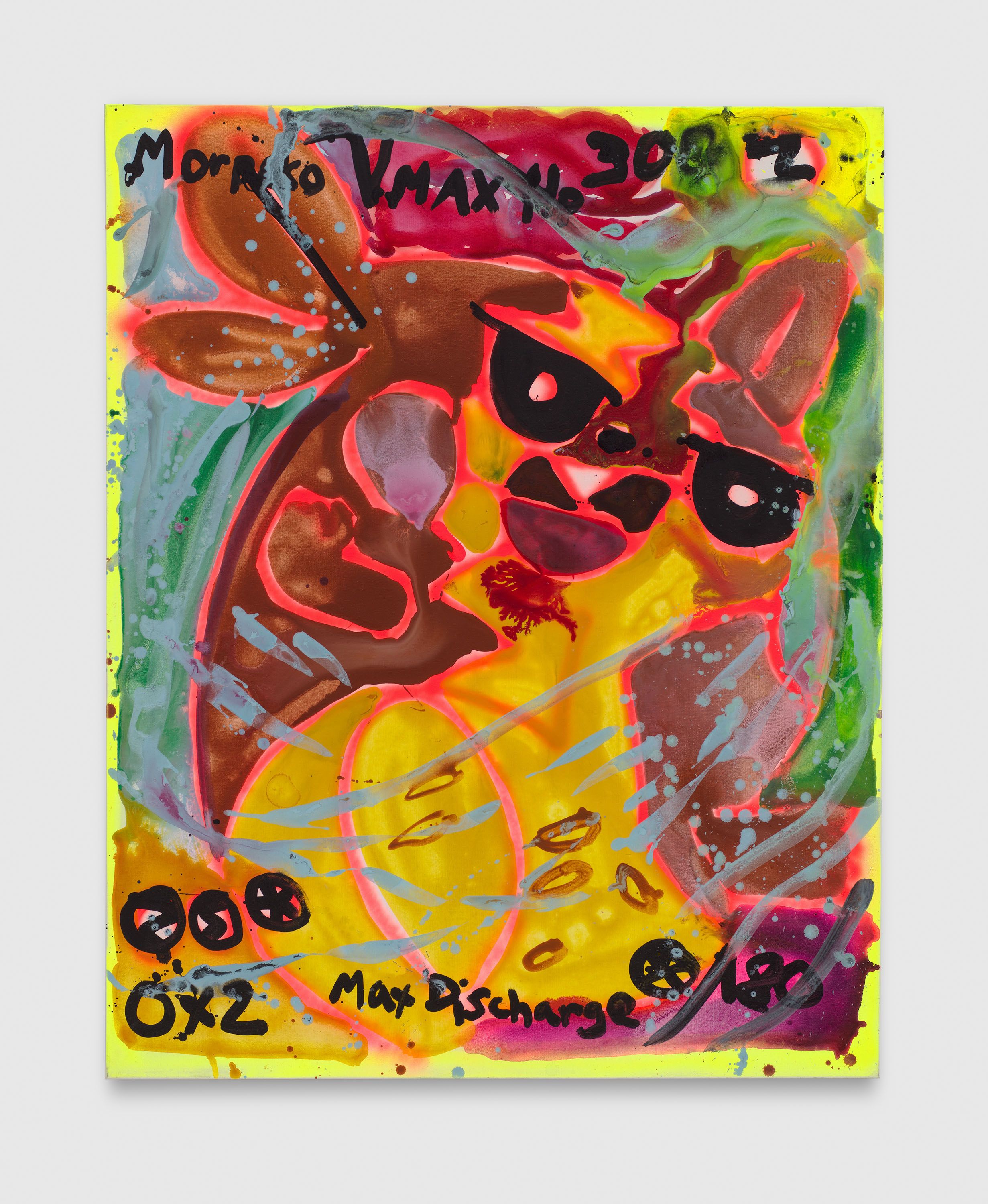 A painting by Katherine Bernhardt, titled Morpeko VMAX, dated 2021.