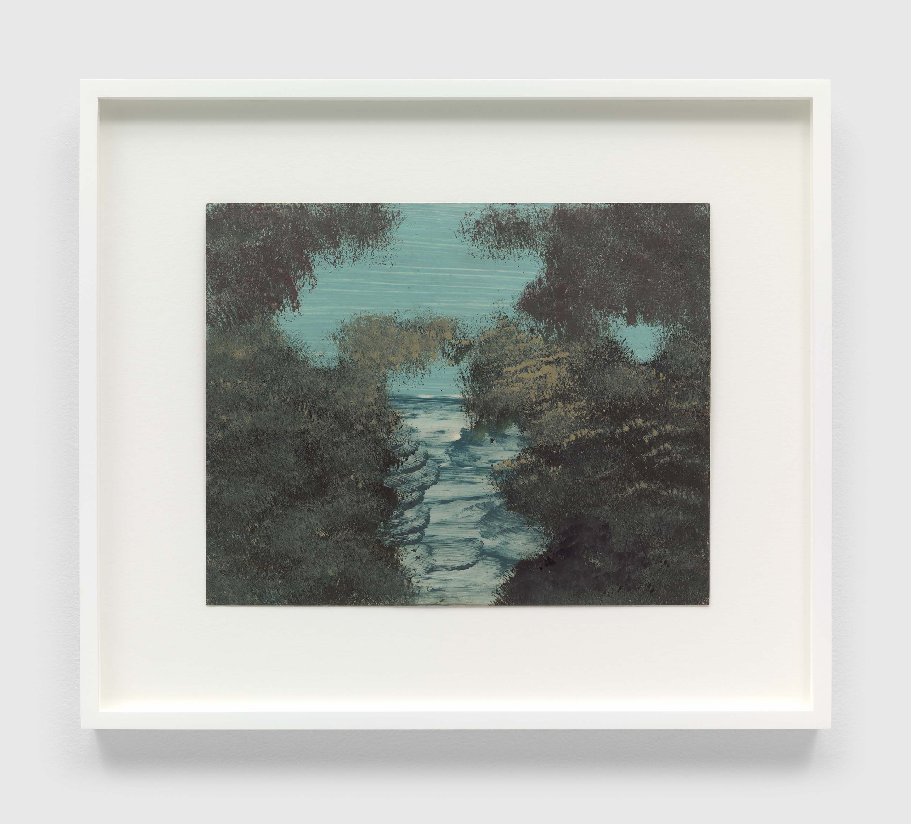 A painting on back of a photograph by Frank Walter, called Untitled (View of sea through trees), n.d.