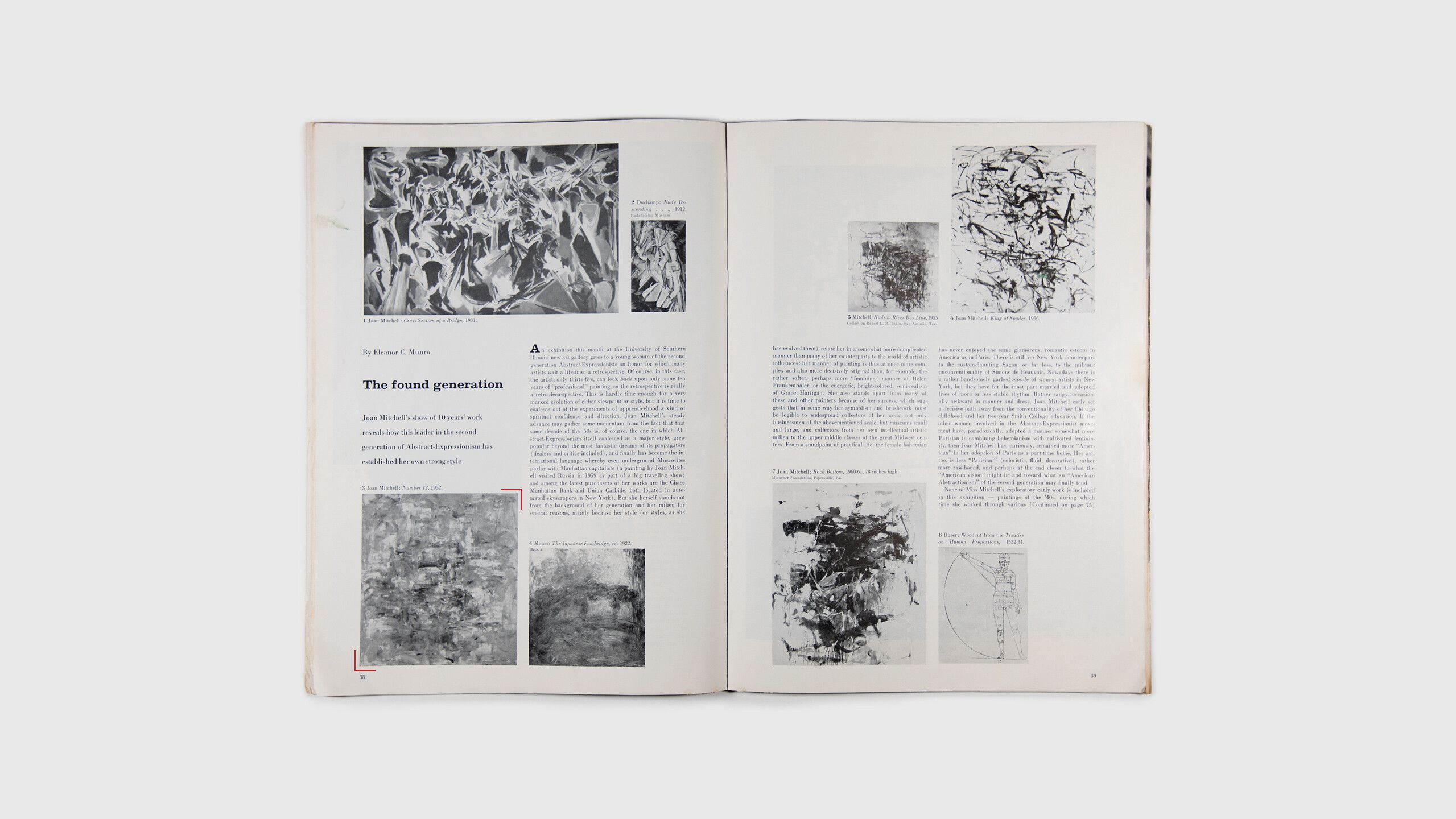 A spread from an artnews article by Eleanor C. Munro, titled “The Found Generation,” dated 1961.