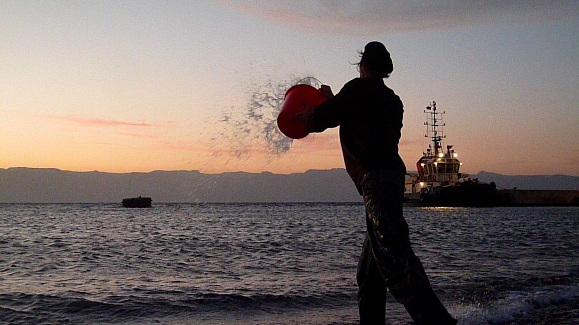 A still from a video projection by Francis Alÿs, titled, Watercolor, dated 2010.