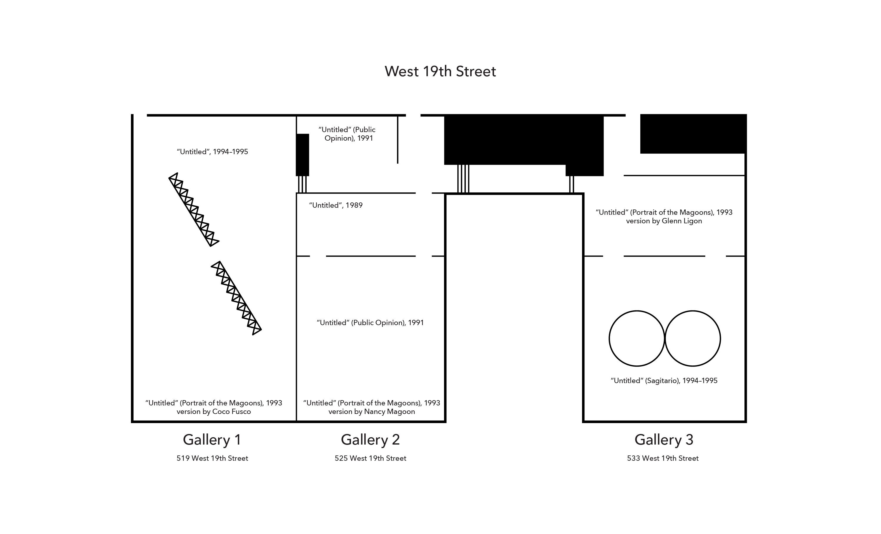 Exhibition map at David Zwirner's West 19th Street gallery
