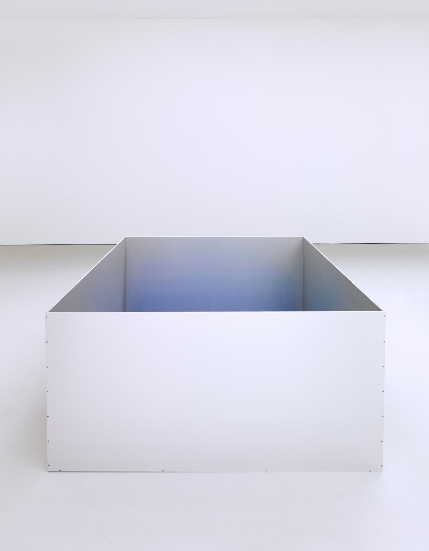 An untitled anodized aluminum and acrylic sheet sculpture by Donald Judd, dated 1989.