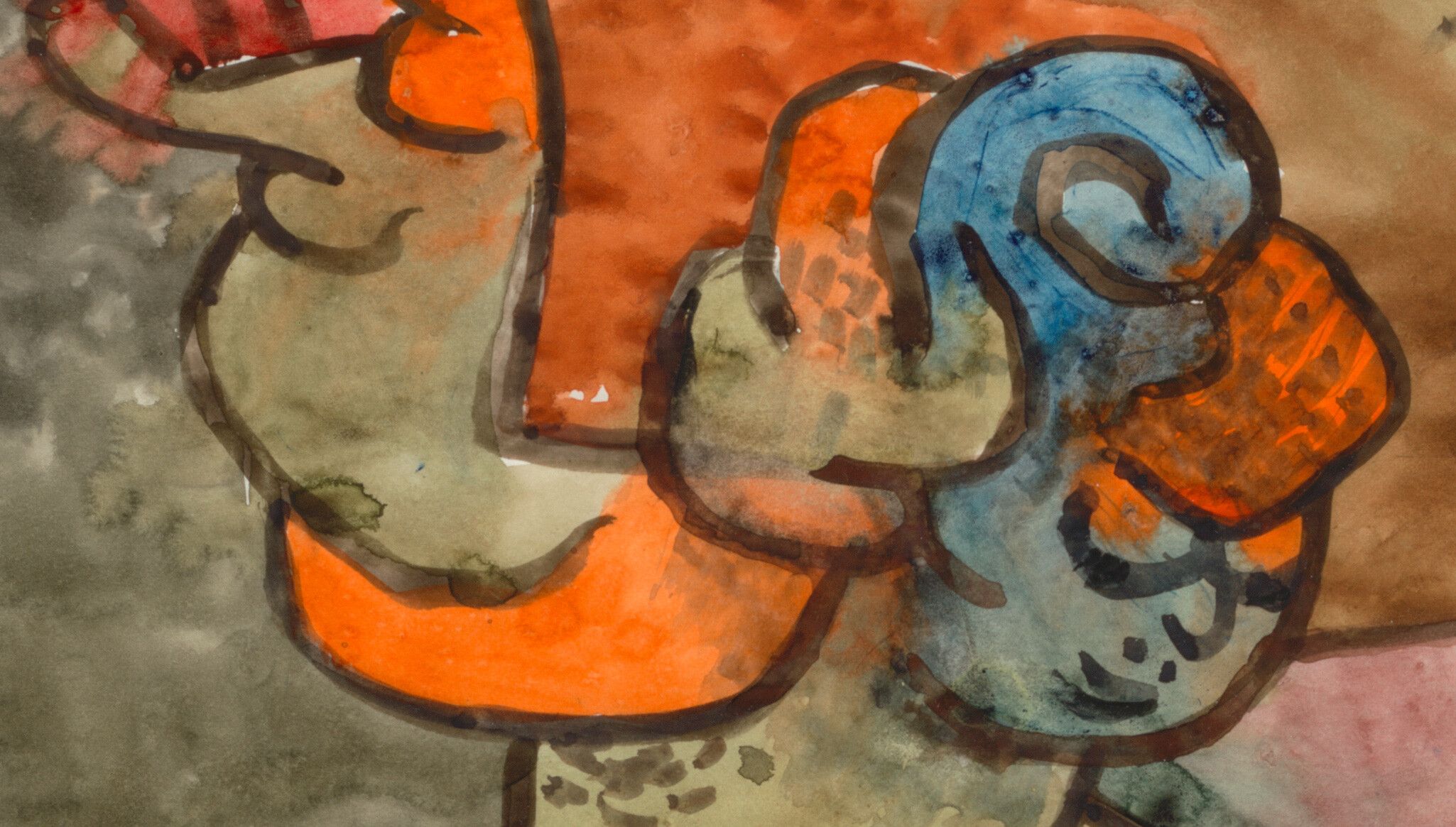A detail of artwork by Paul Klee, titled Klopfen Teppich Orient (Beat carpet orient), dated 1939