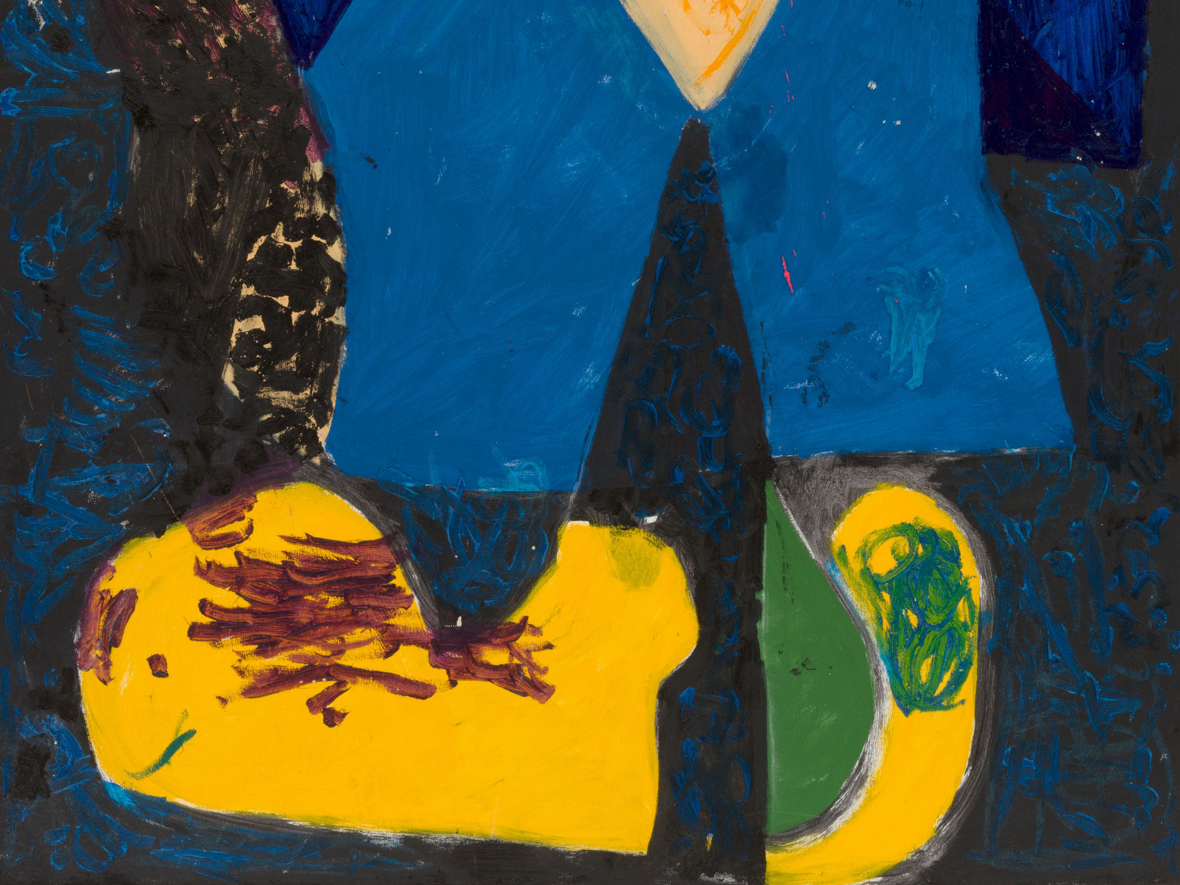 A detail from a painting by Joe Bradley, titled Name, dated 2025.