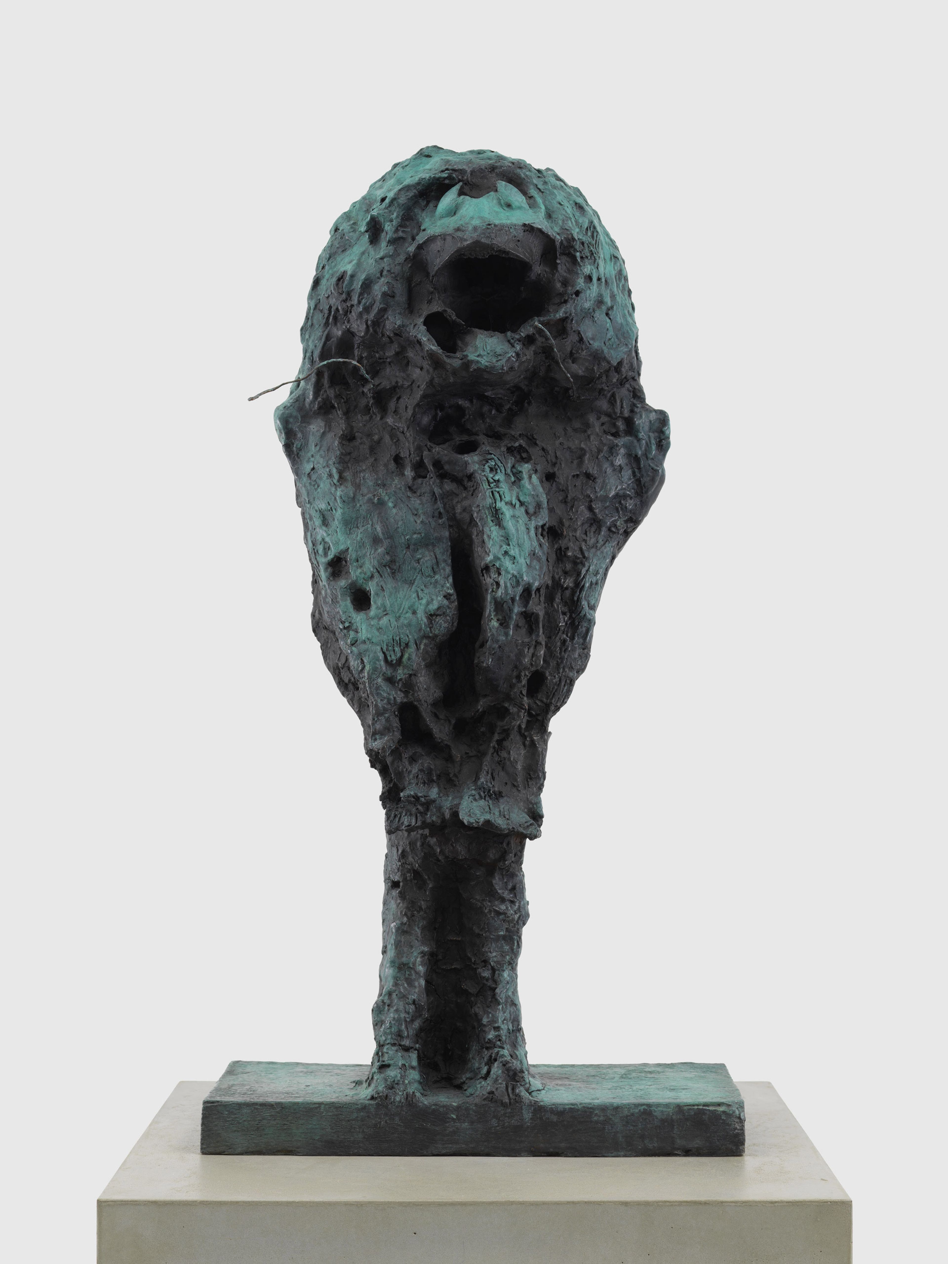 A detail from a patinated bronze artwork by Huma Bhabha, titled The Ancient and Arcane, dated 2021.