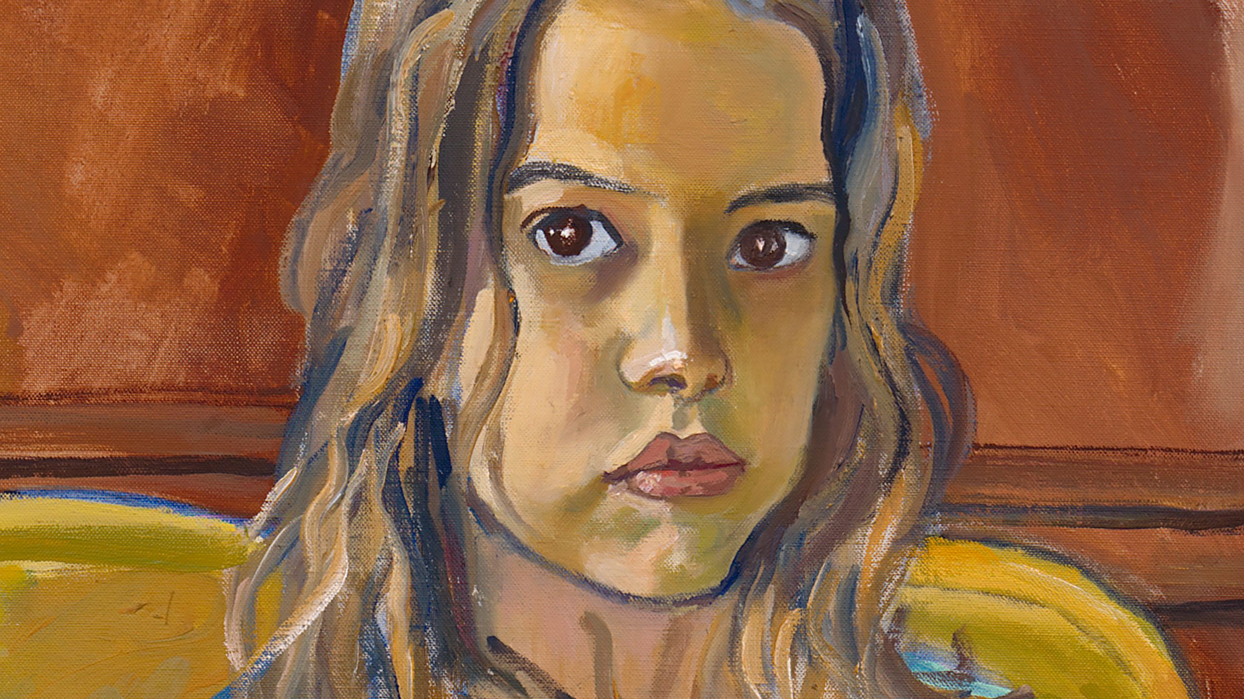 A detail from a painting by Alice Neel, titled Olivia, dated 1975.