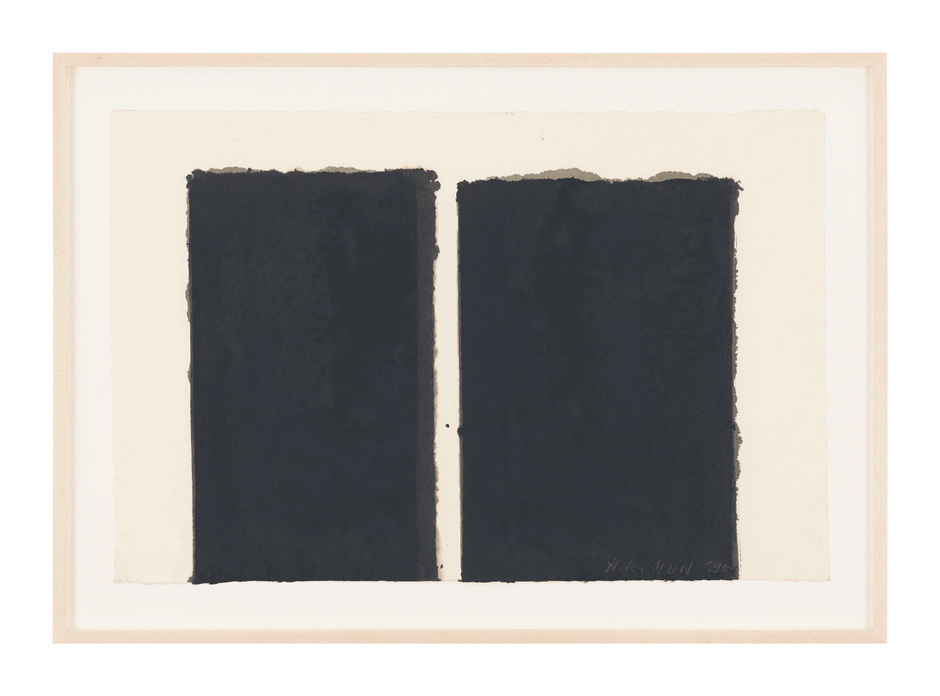 A drawing by Yun Hyong-keun, titled Burnt Umber & Ultramarine, dated 1995.