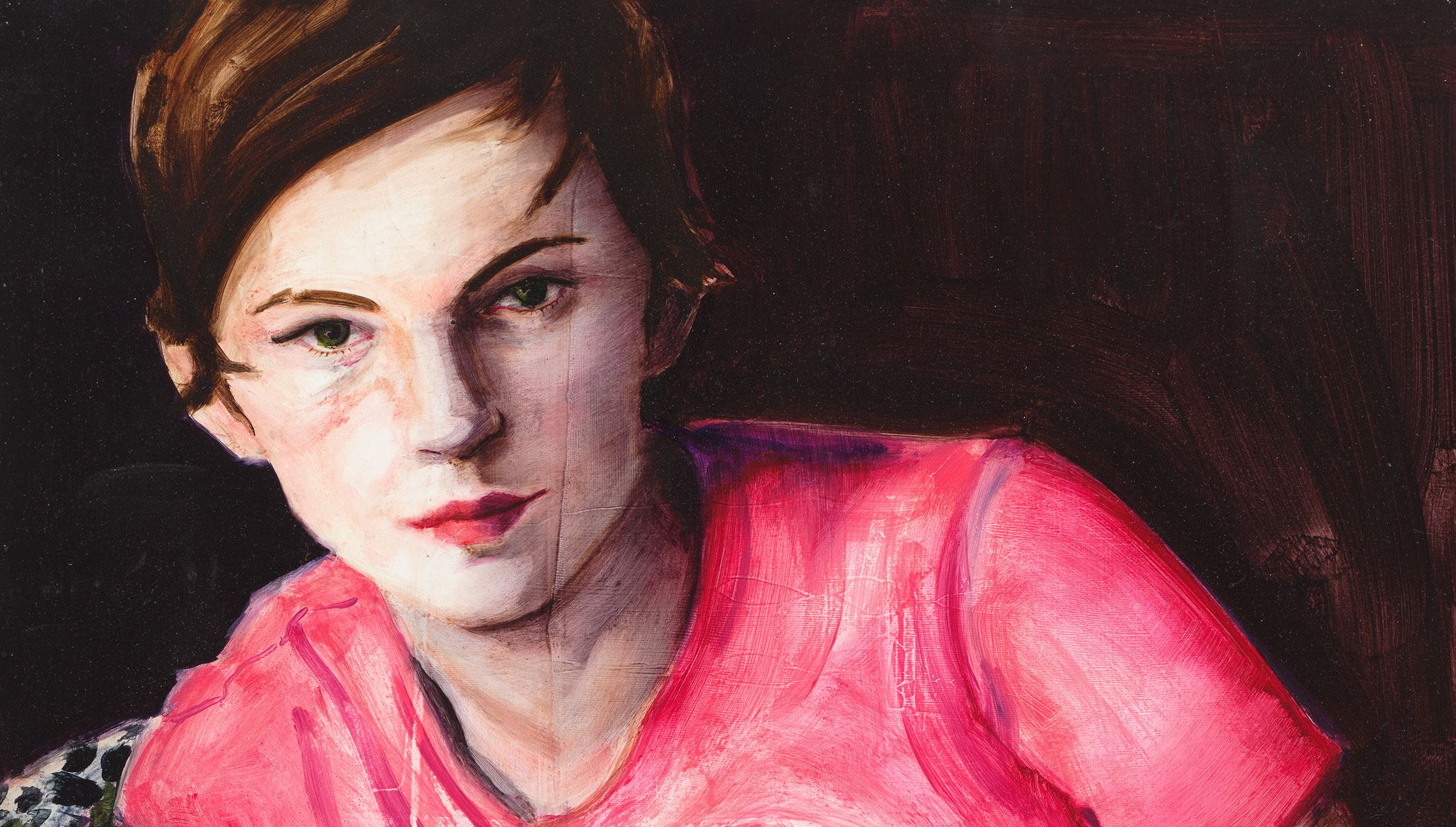 Detail of a painting by Elizabeth Peyton, titled "Live to Ride (E.P.)," dated 2003