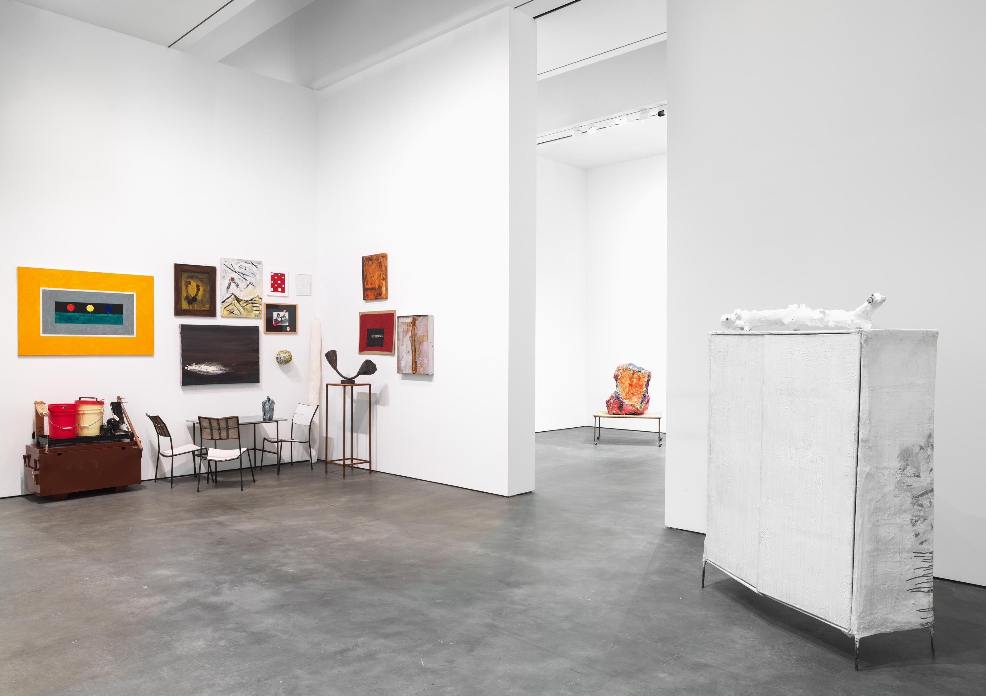 An installation view of the exhibition Franz West, at David Zwirner New York, dated 2014.
