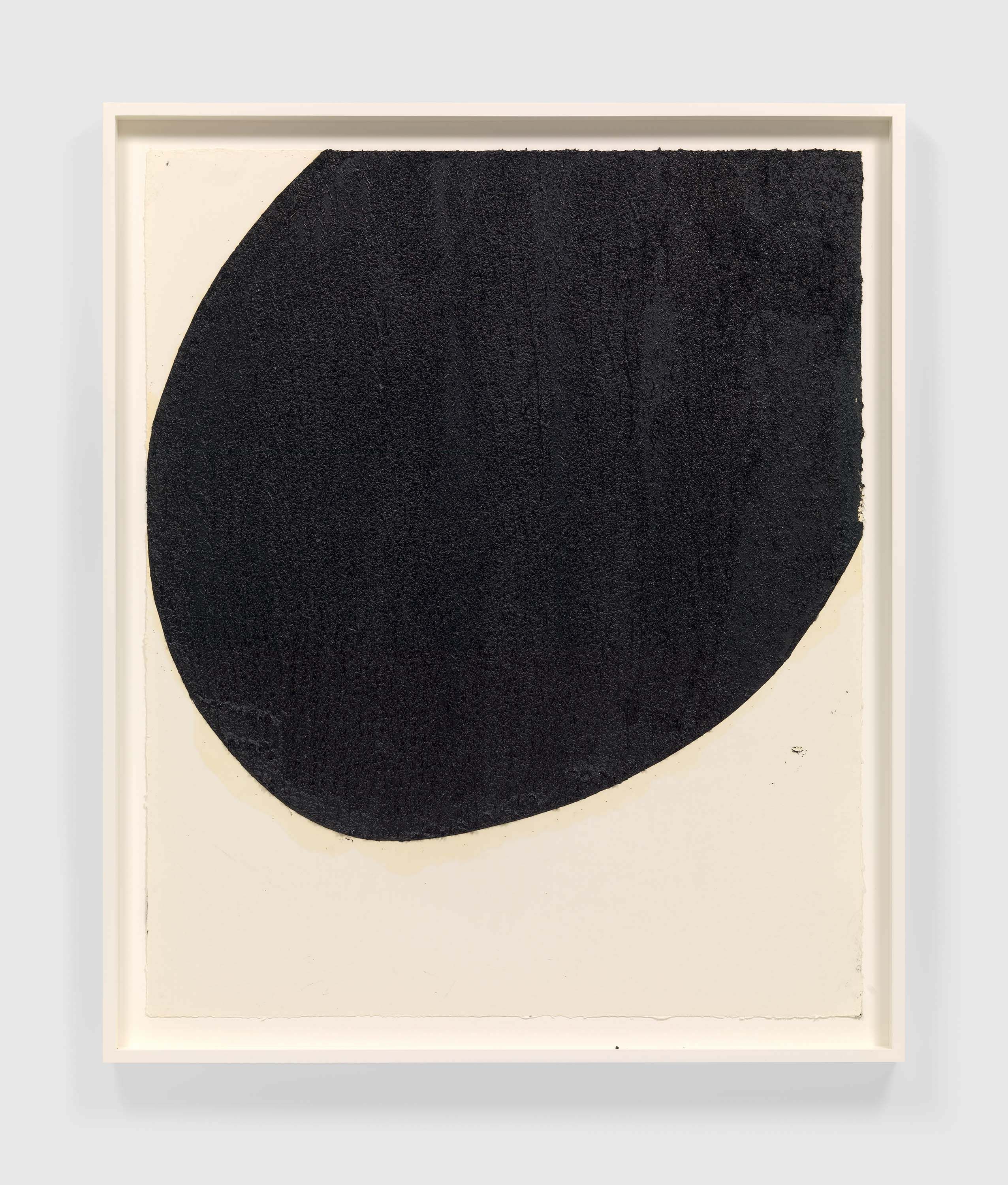 A paintstick, etching ink, and silica on handmade paper artwork by Richard Serra, titled Dark Victory, dated 2020.