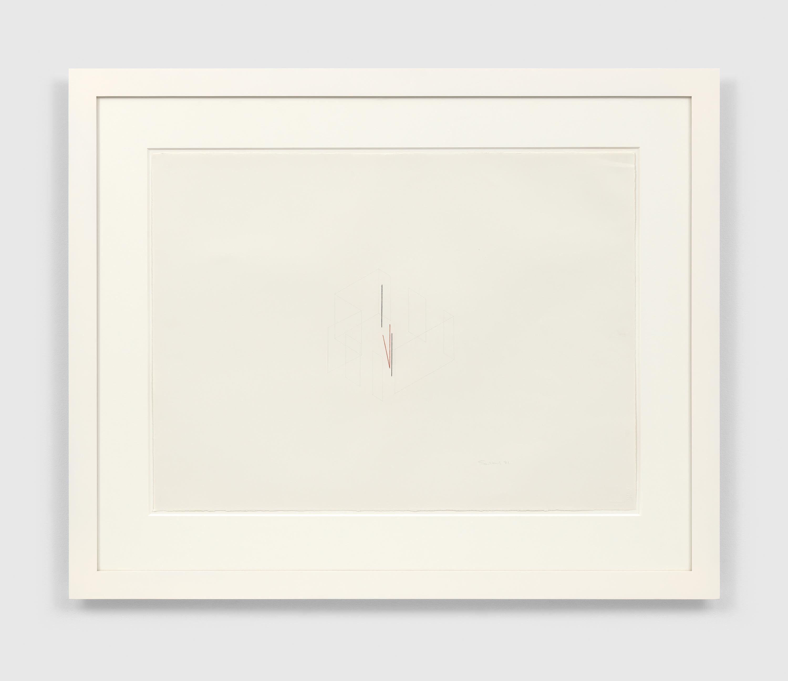 A drawing by Fred Sandback, titled Untitled (Galerie Durand-Dessert, Paris), dated 1981.
