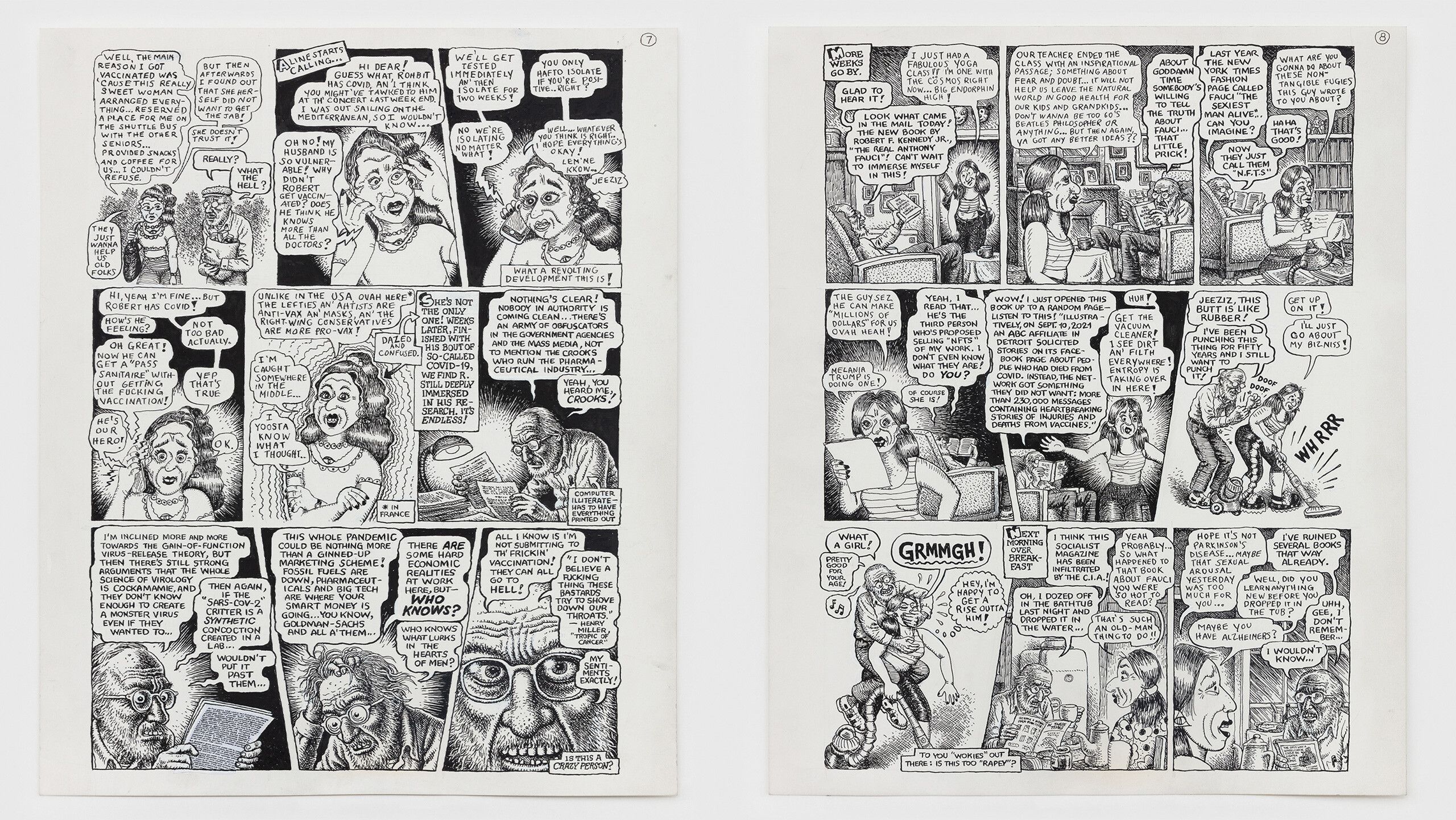 Details from Crumb Family Covid Exposé by Aline Kominsky-Crumb and R. Crumb dated 2021