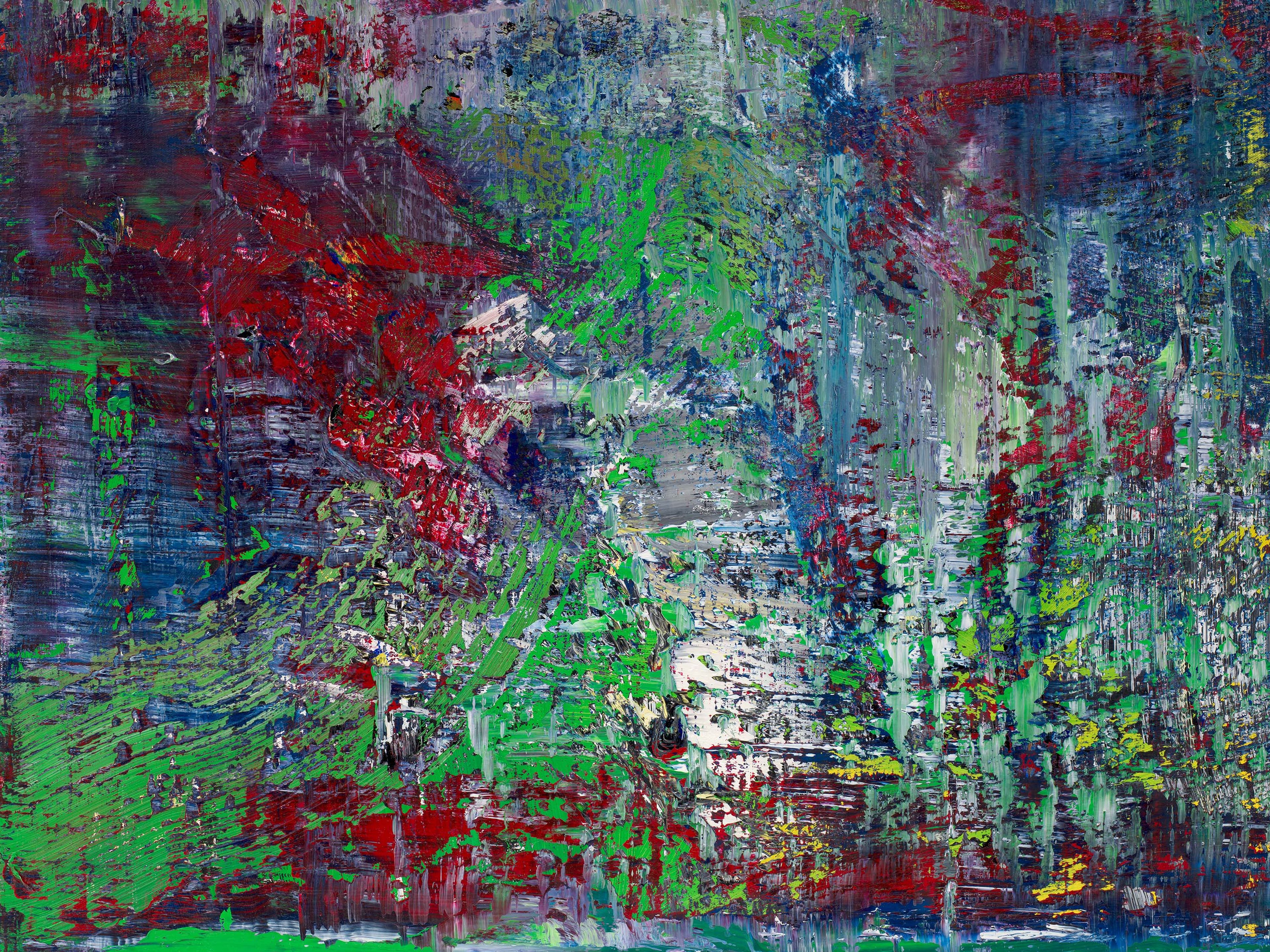 A detail from a painting by Gerhard Richter, titled Abstraktes Bild (Abstract Painting), dated 2017.